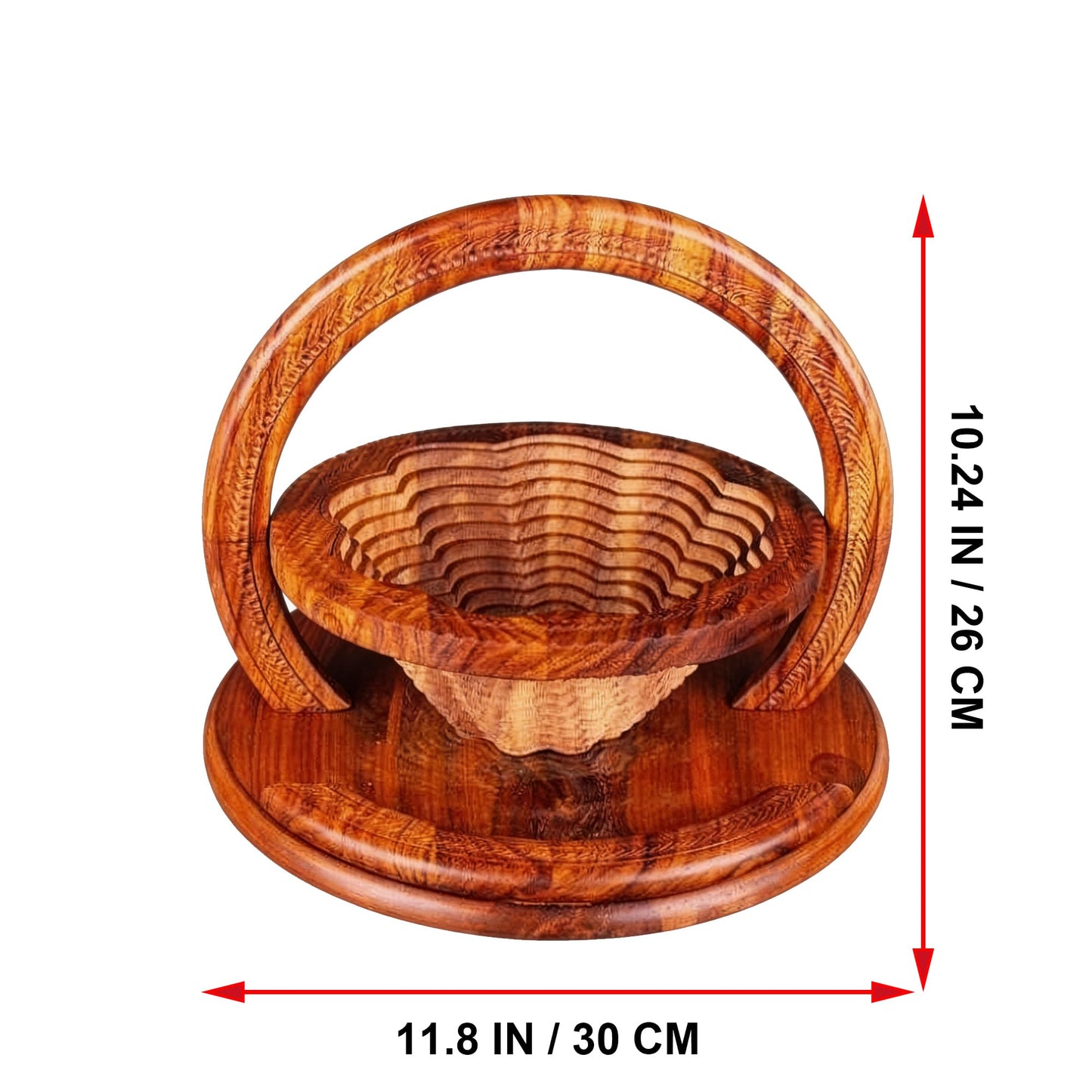 LANXGNAN Wooden Folding Fruit Basket - Handmade Rosewood Fruit Bowl with 1/2/3/4 Compartments, Collapsible for Storage (1-Grid)