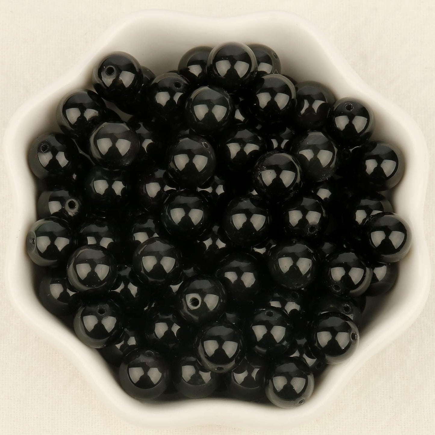 About 60pcs 6mm Natural Stone Beads Black Obsidian Beads Crystal Gemstone for Jewelry Making, DIY Bracelet Necklace