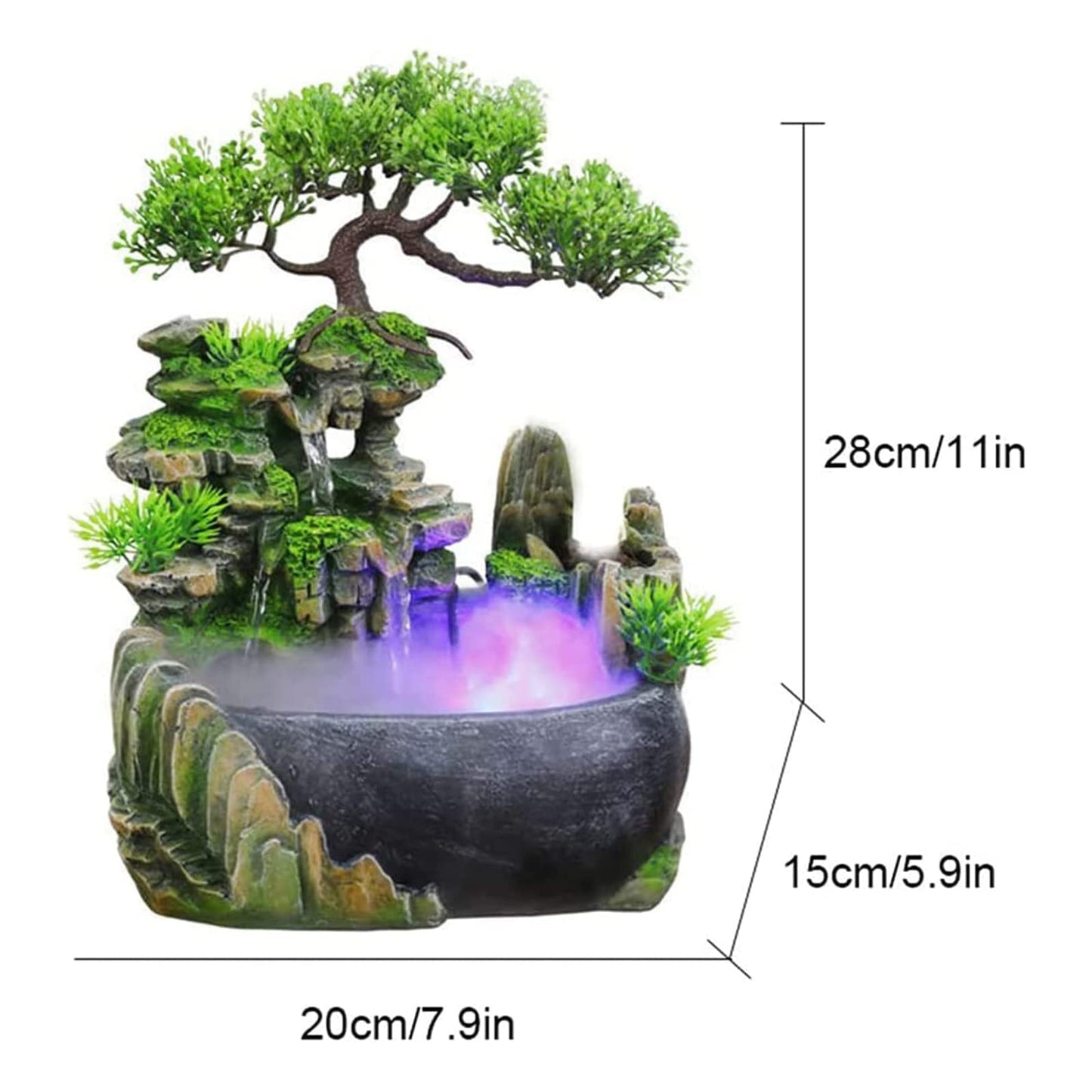 Rockery Stream Tabletop Fountain, Zen Meditation Indoor Waterfall Feature with Automatic Pump and Switch, Desktop Fountain for Home Office Bedroom Decoration (A)