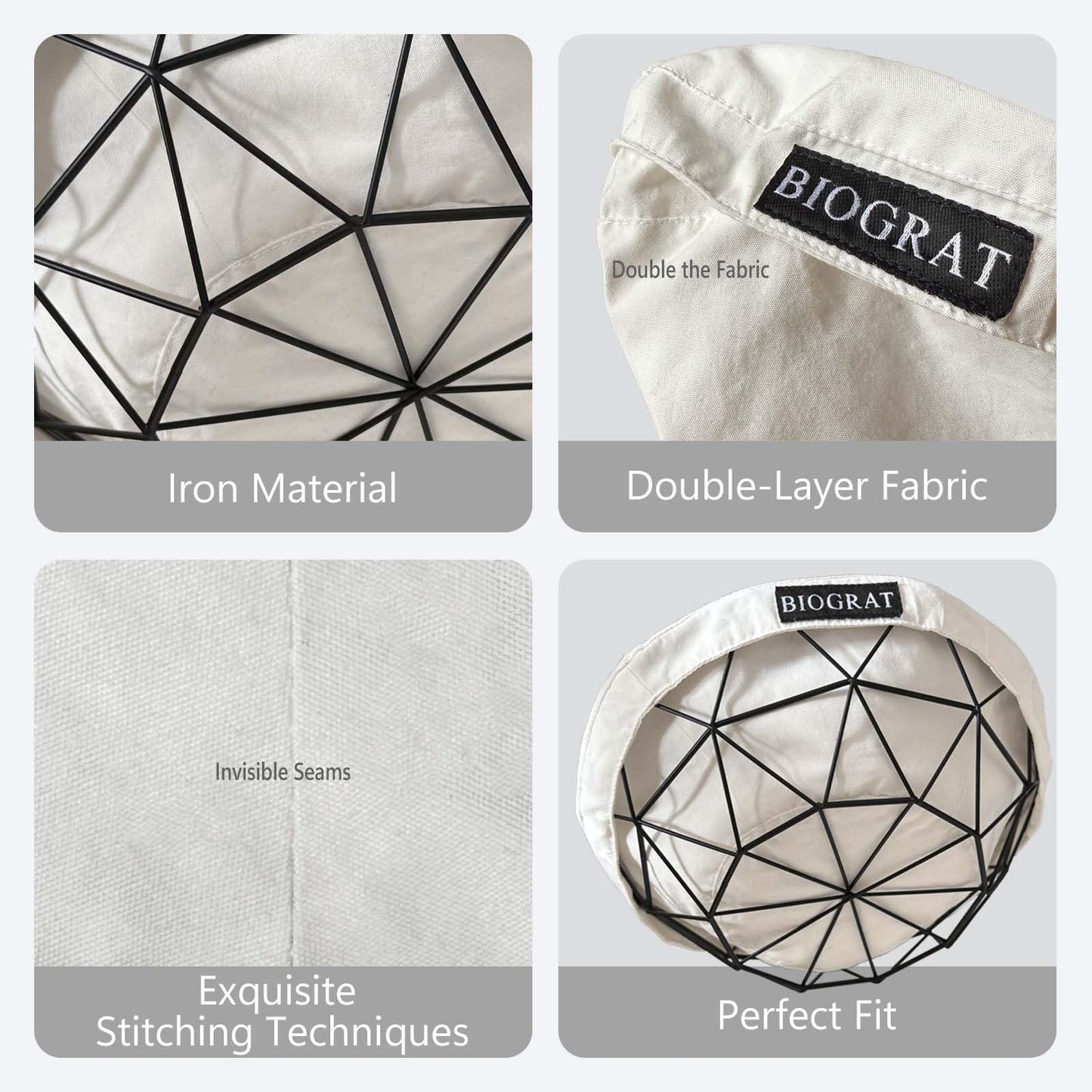 BIOGRAT® Metal Bread Serving Basket for Table with Liner Cloth, Ø 10.43 inches 1 Pcs