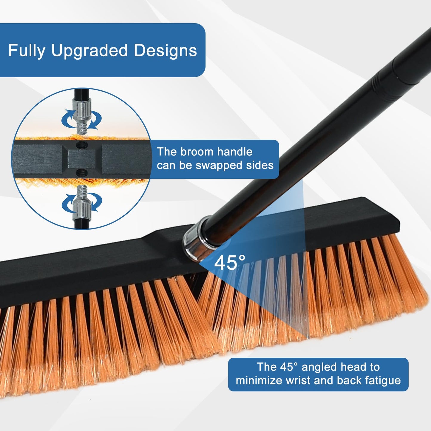 PBHEPJ 24 Inchs Push Broom Outdoor Heavy Duty, Shop Broom with 60" Long Handle for Cleaning Outdoor or Indoor Tile, Garage, Shop, Deck, Concrete, Wood, Stone, Patio Floor
