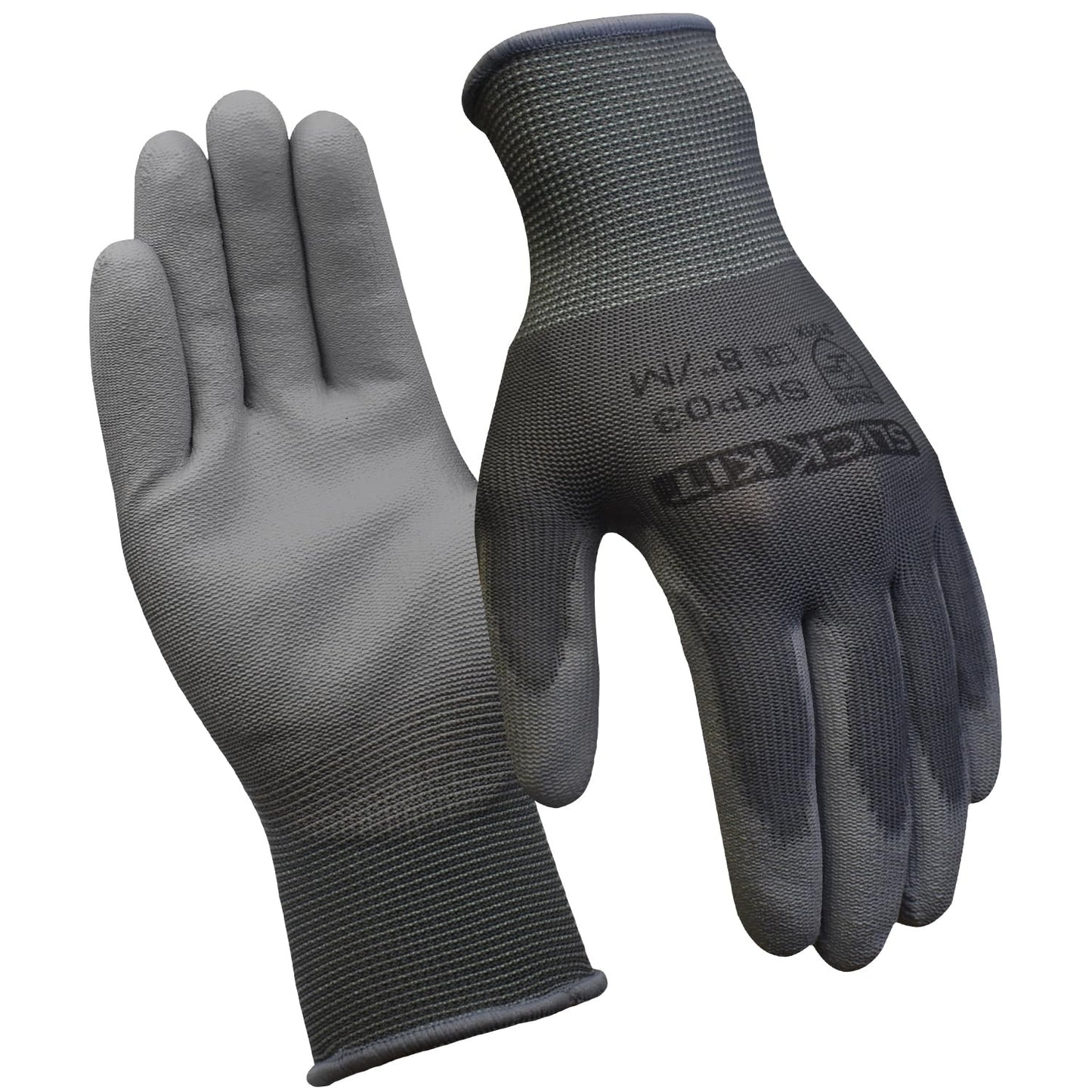 SLICK KIT Work Gloves PU Coated, for Men and Women, Ideal for General Duty Work, 12 Pairs, Grey (Extra Large/10)