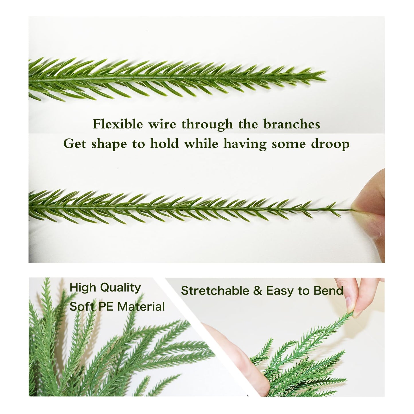 9FT Christmas Garland Norfolk Pine Garland Real Touch Artificial Greenery Garland for Mantle Fireplace Table Indoor Outdoor Holiday Decortions