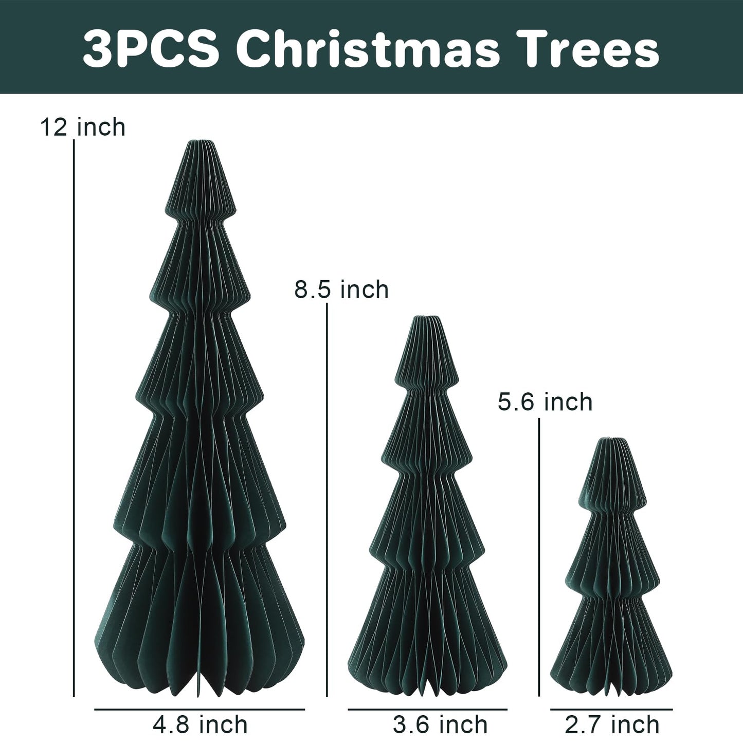Christmas Decorations- 3PCS Honeycomb Christmas Tree DIY Table Centerpiece Set for Xmas Holiday Fireplace Table Party Decor (Green)