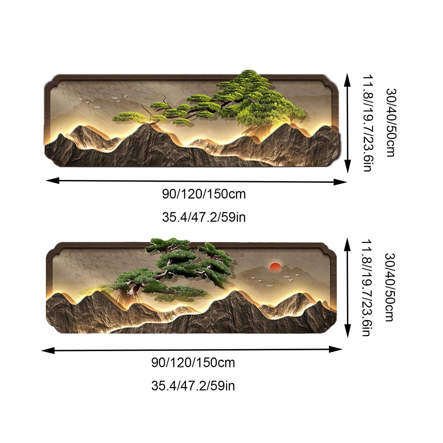 3D Decorative Painting, Creative Wall Sculptures with LED Light, Wall Art Decor Painting, Modern Hanging Mural, for Living Room Entrance Bedroom(Brown 1,30 * 90cm/11.8 * 35.4in)