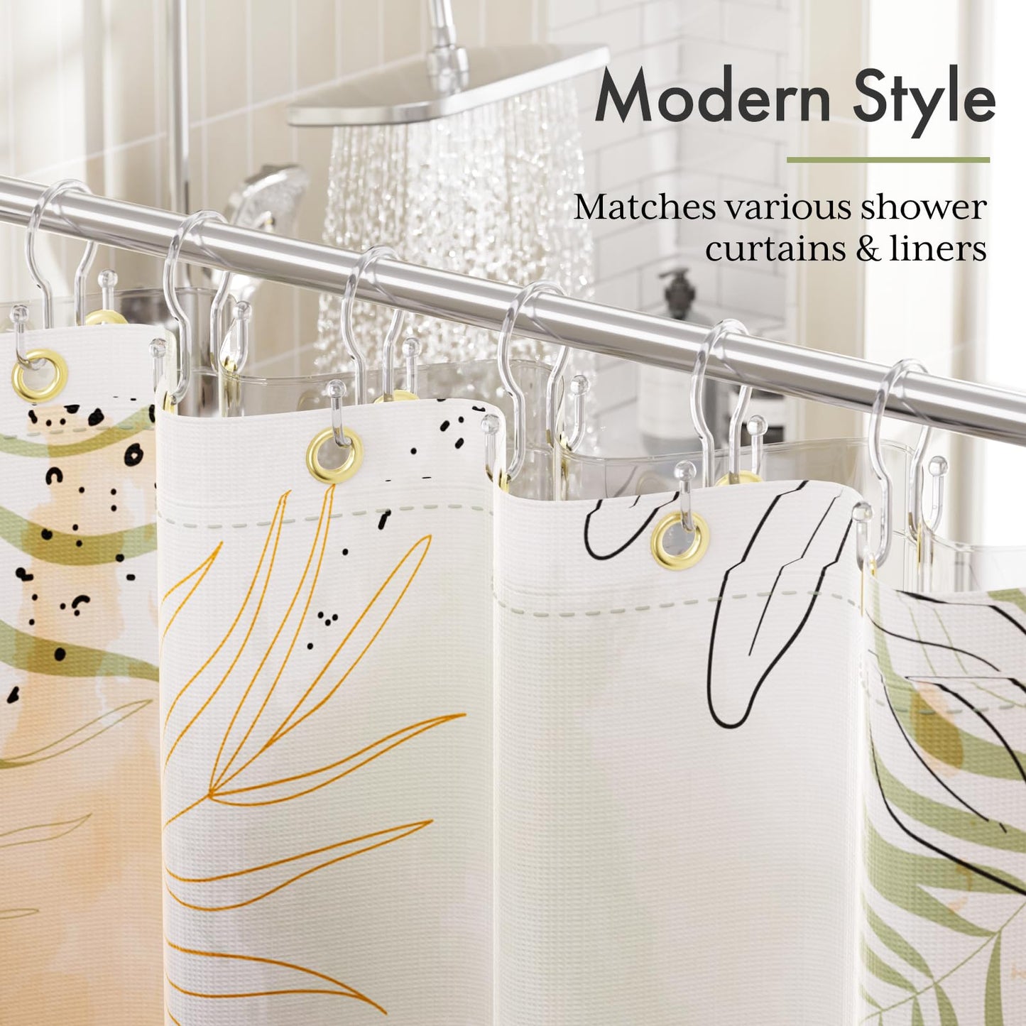 Bathway Shower Curtain Hooks, 12Pcs Plastic Shower Hooks for Shower Curtain, Clear Double Hook Shower Curtain Hooks Rust Proof Shower Curtain Hangers