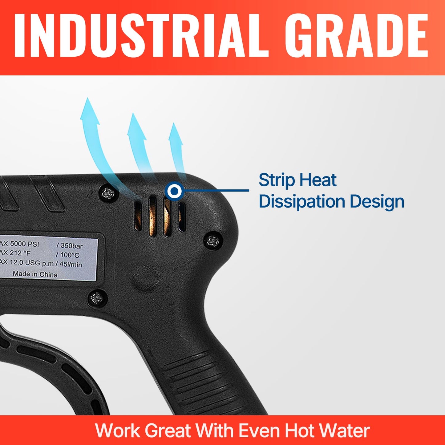 YAMATIC Short Pressure Washer Gun with Swivel, 5000 PSI Power Washer Wand Stubby Trigger Handle with 3/8" Plug & M22-14mm Male Inlet, 1/4" Quick Connect Outlet for Foam Cannon Car Wash