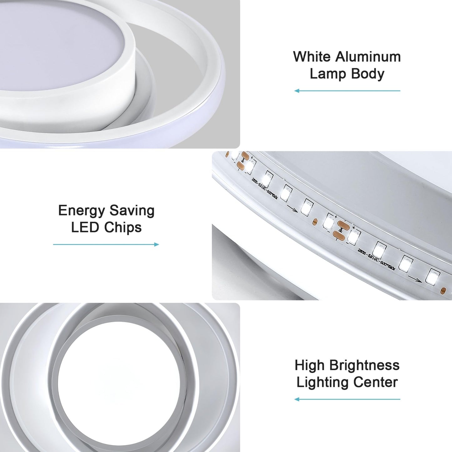 DELIPOP Modern LED Ceiling Light, 36W 2160LM Round Small Ceiling Lamp, (Cool White, 6500K) Aluminum Close to Ceiling Light Fixture for Hallway, Aisle, Corridor, Bedroom, Kitchen