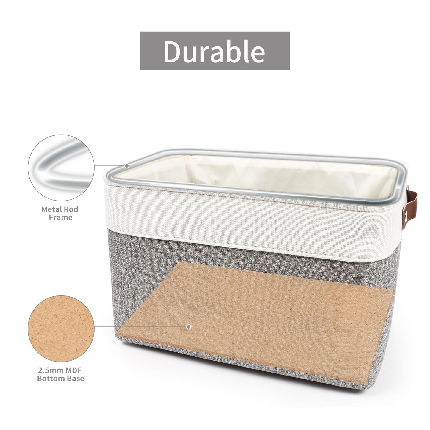 Bagnizer Storage Bins Large Fabric Storage Baskets for Shelves 3 Pack, Decorative Linen Closet Baskets with Handles for Organizing, Shelf, Clothes, Home, Office, 15x11x9.5Inches (Grey&White)