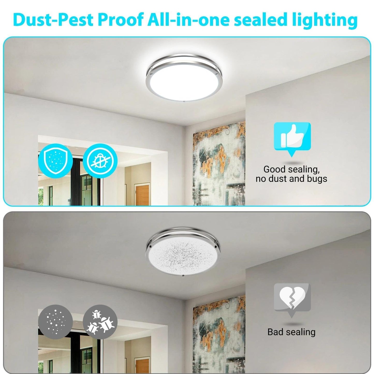 libtit 13-Inch Flush Mount Ceiling Lights, Dimmable 3000K-6500K Adjustable LED Ceiling Light, 24W Round Slim Light Fixture, Brushed Nickel for Kitchen, Bedroom, Bathroom, Hallway-1 Pack