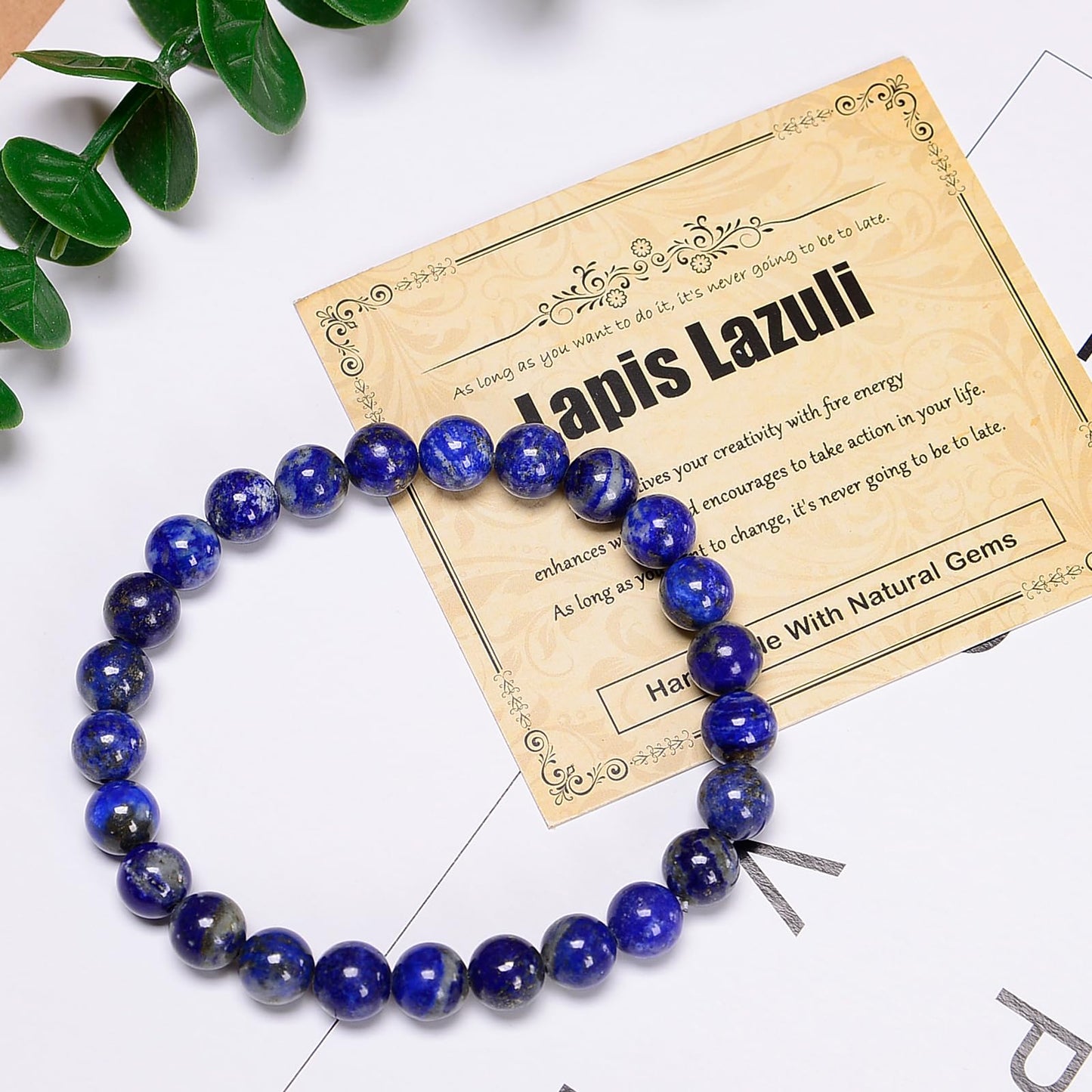 CHCCOYE 8mm Natural Healing Gemstone Bracelet Handmade Yoga Stretch Elastic Bracelet Stress Relief Crystal Jewelry for Men and Women (8mm Lapis Lazuli)