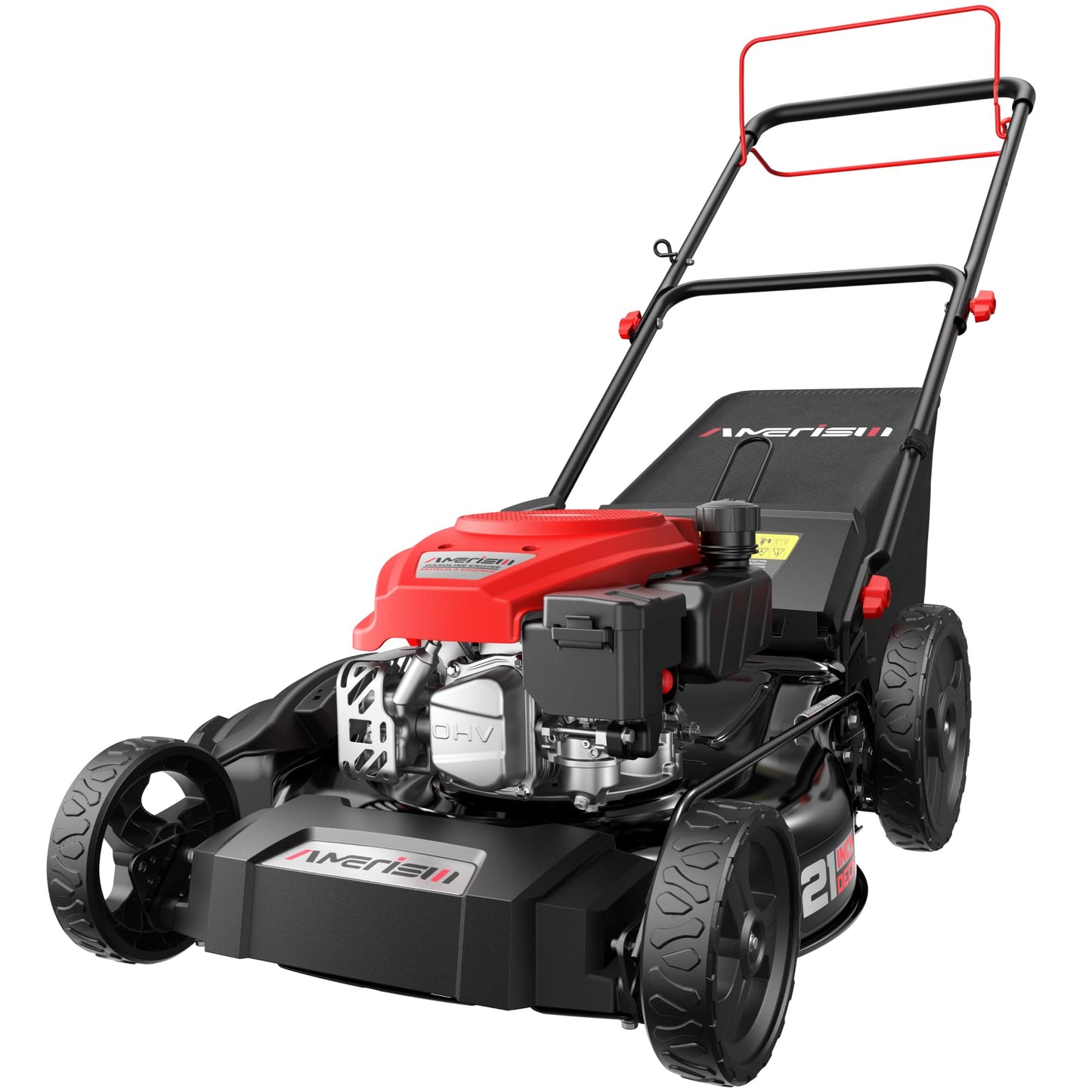 AMERISUN 21-Inch Self-Propelled Gas Lawn Mower for Large Yard, 170cc 4-Stroke Engine, 6-Position Adjustable Cutting Height, 3-in-1 Mulching, Side Discharge & Rear Bag for Garden Landscaping