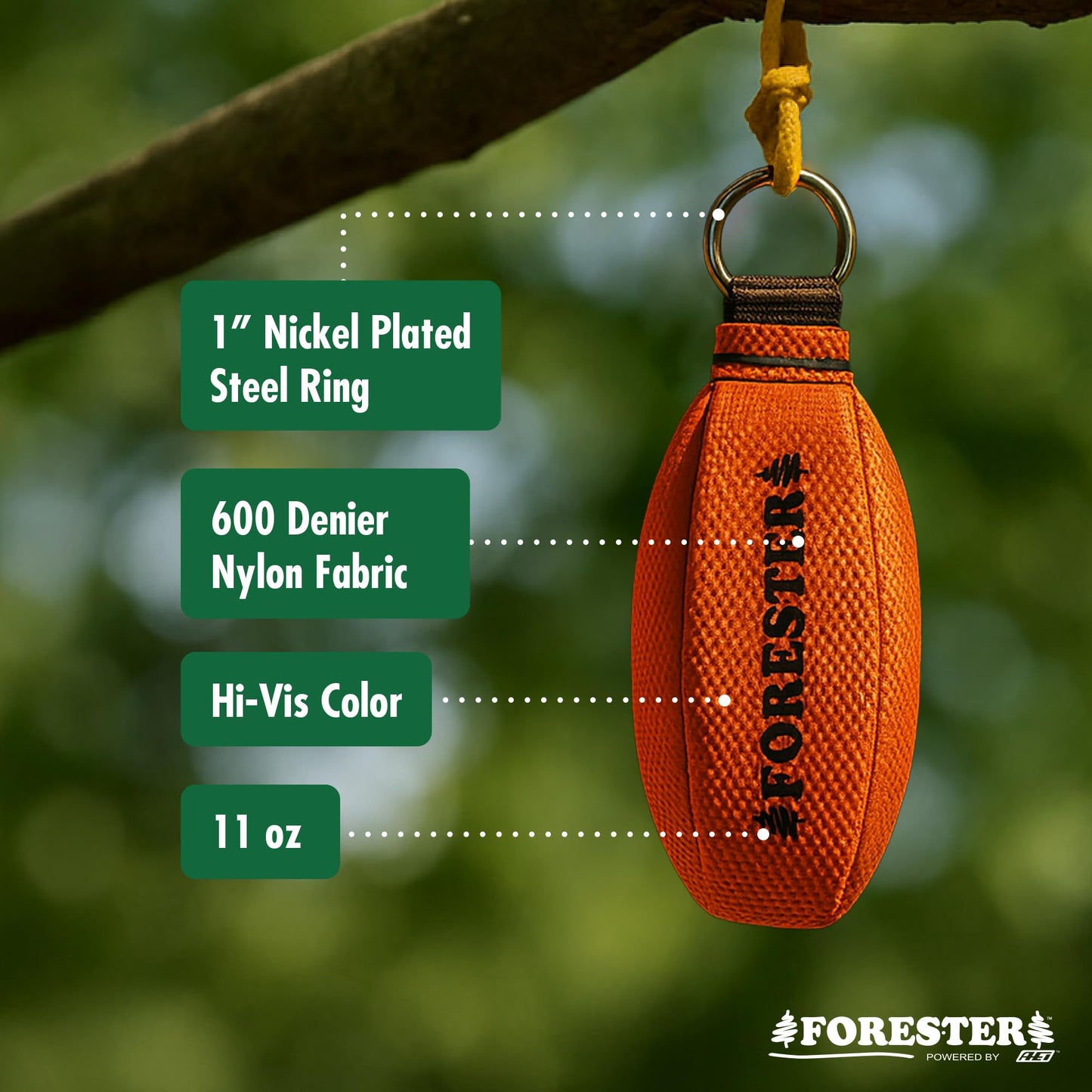 FORESTER 11oz Professional Throw Line Kit with Storage Bag | 150ft Polyethylene Throw Line, Arborist Throw Weight, and Throw Bag