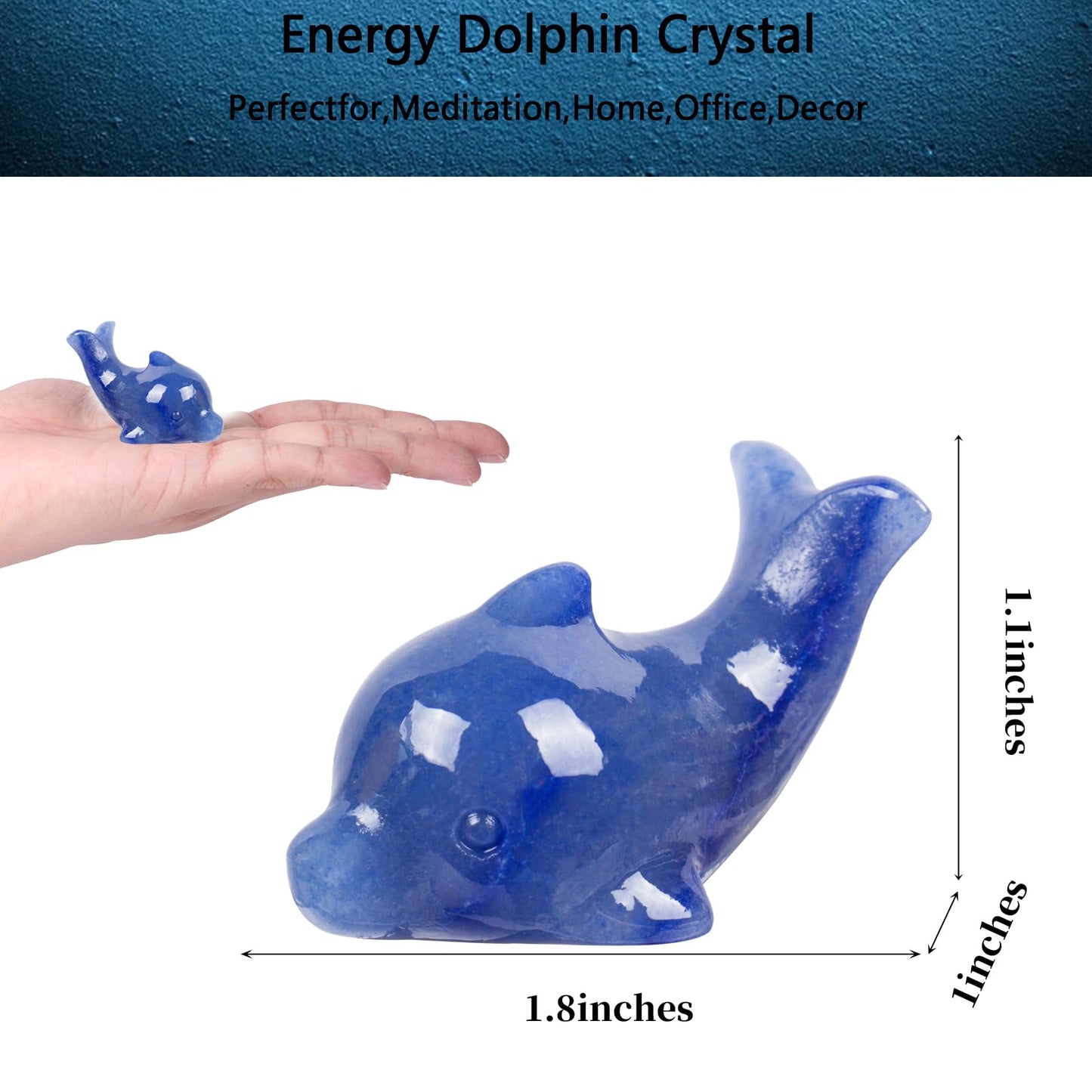 Hguxmcu Blue Aventurine Crystal Dolphin Carving Hand Carved,1.8 Inch Dolphin Figurine Polished Gemstone Animal Sculpture Healing Stone Meditation Decor Gift Collection
