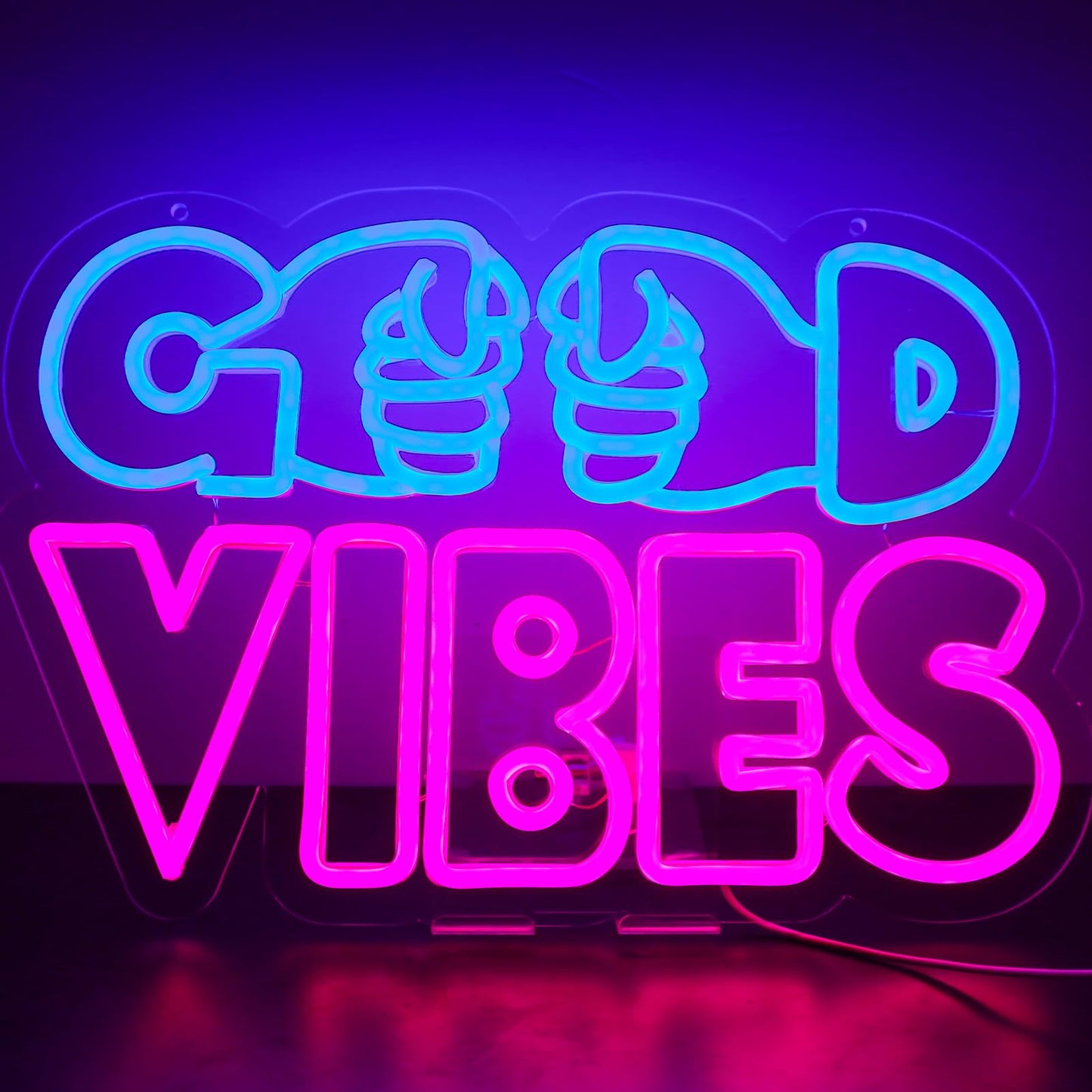 qbanziou Good Vibes Neon Signs for Wall Decor，Led Neon Light for Man Cave、Bedroom、Garage，Christmas Birthday Party Gifts