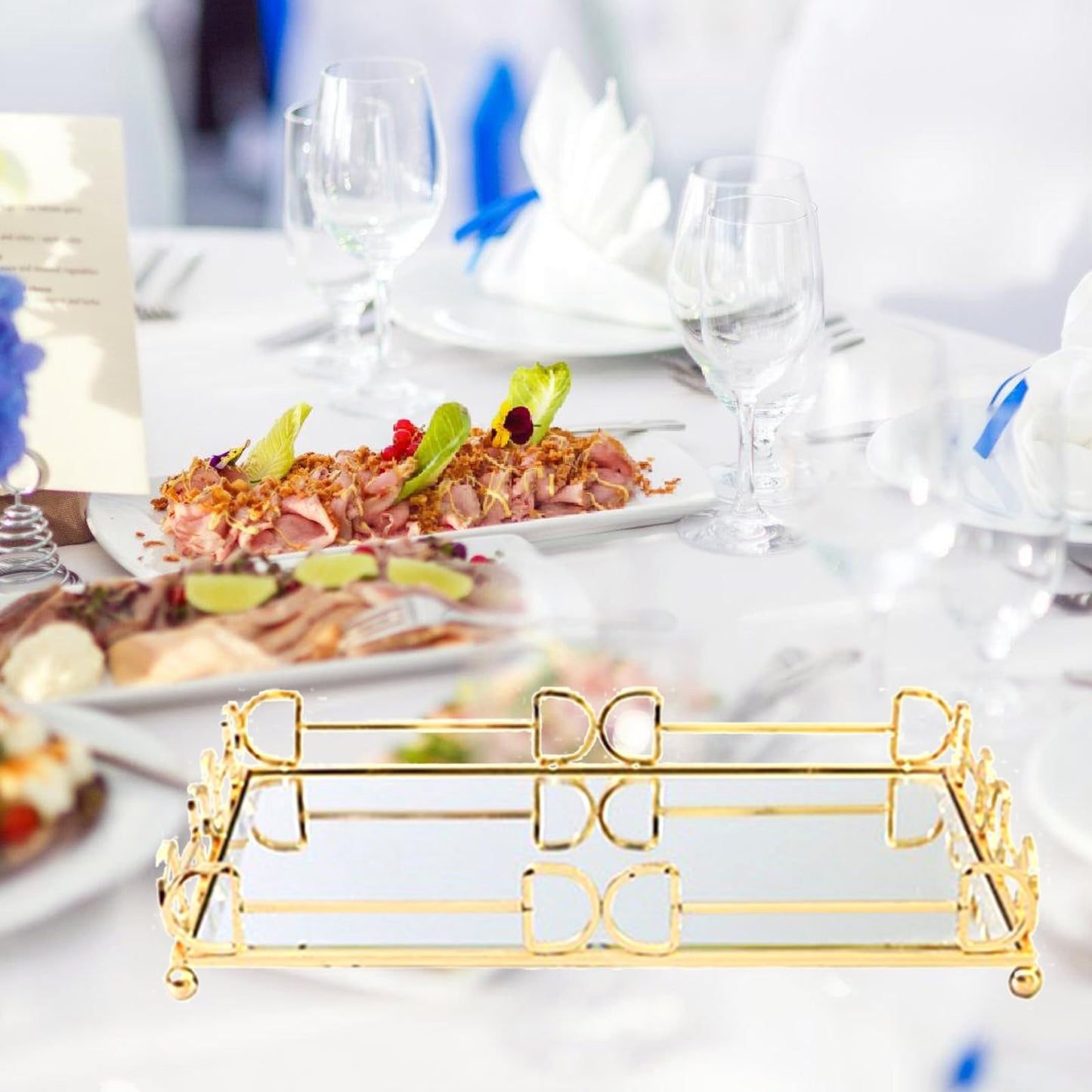 hejhncii Stylish Antique Mirroring Display Tray Home Accessory for Stylish Storage and Display in Bathroom or Bedroom Wedding