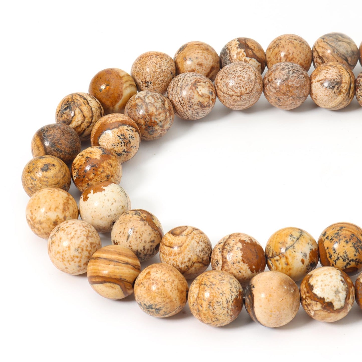 Siomia 45pcs 8mm Natural Picture Jasper Gemstone Beads Energy Healing Crystal Round Loose Stone Beads for Jewelry Making, DIY Bracelets Necklaces