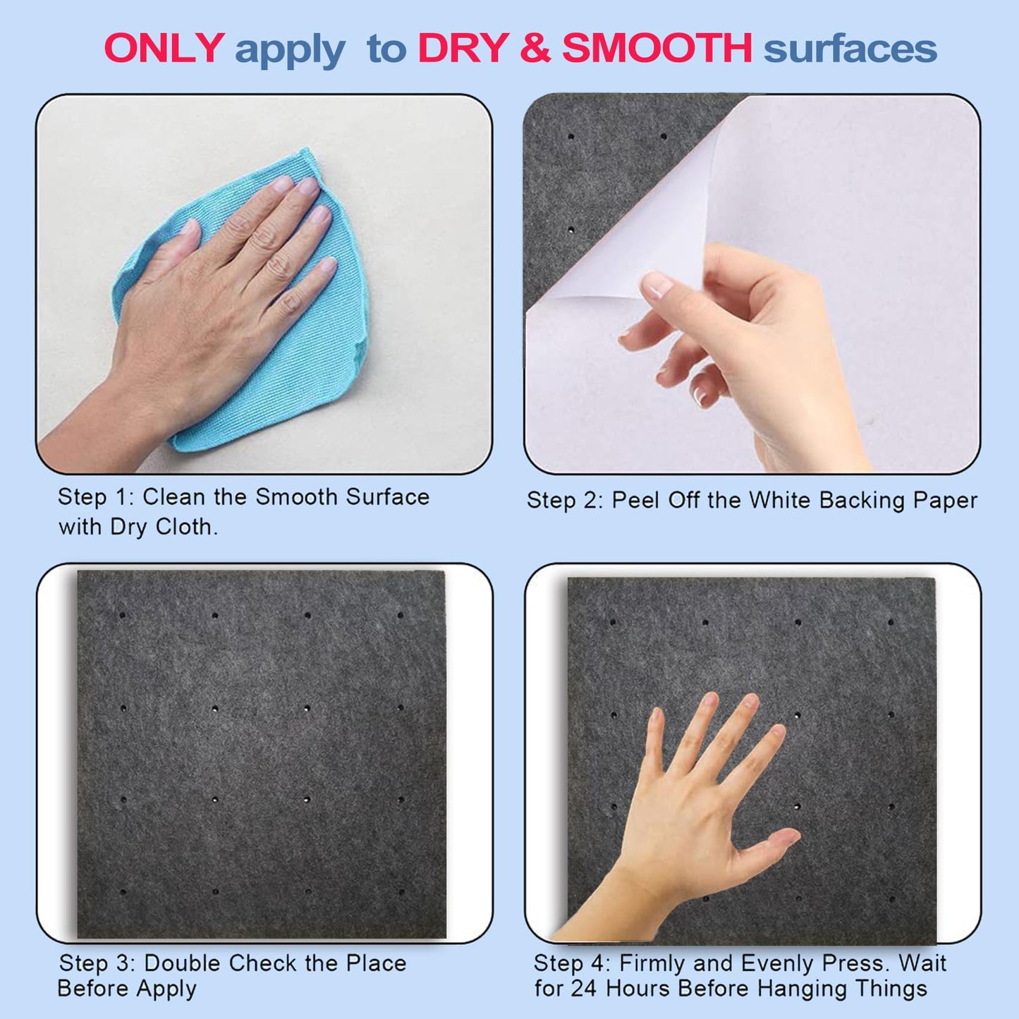 Small Felt Pin Boards Memo Board Pegboard Bar Strips, Self-Adhesive Cork Board for Walls Home Office Decor, Felt Bulletin Boards for Jewel, Notes, Photos with 20 Wooden Dowel Pins, Pink, 6 Pack