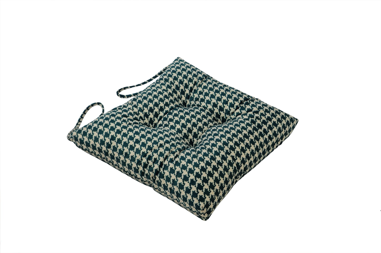 Makimoo 2-Pack Outdoor/Indoor Wicker Patio Seat Cushion Pad with Ties - Dining Chair Cushion, 17" x 17" (Green Houndstooth)
