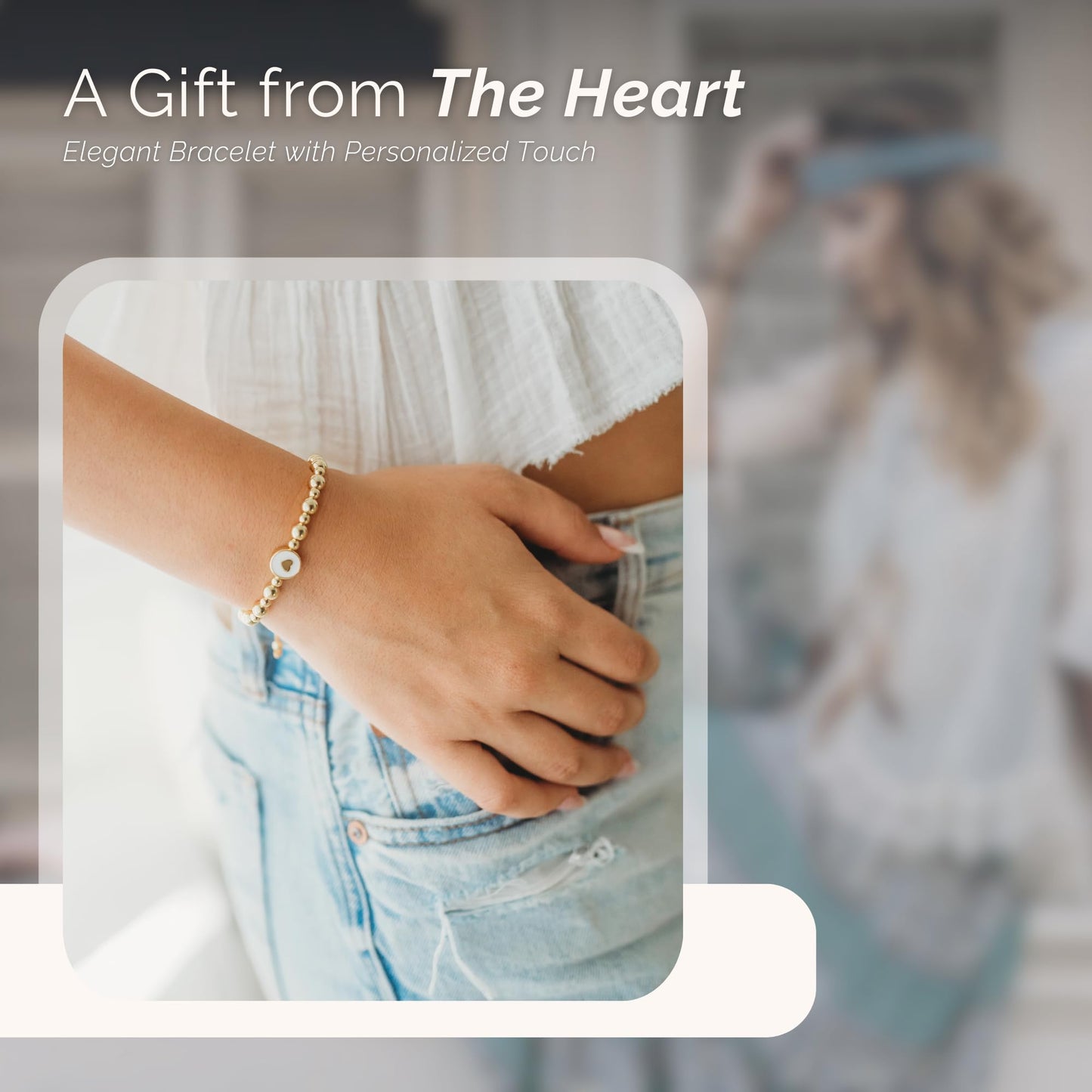 Inspirational Bracelets for Women – 18K Gold Plated – Motivational Gift Heart Pendant with Card