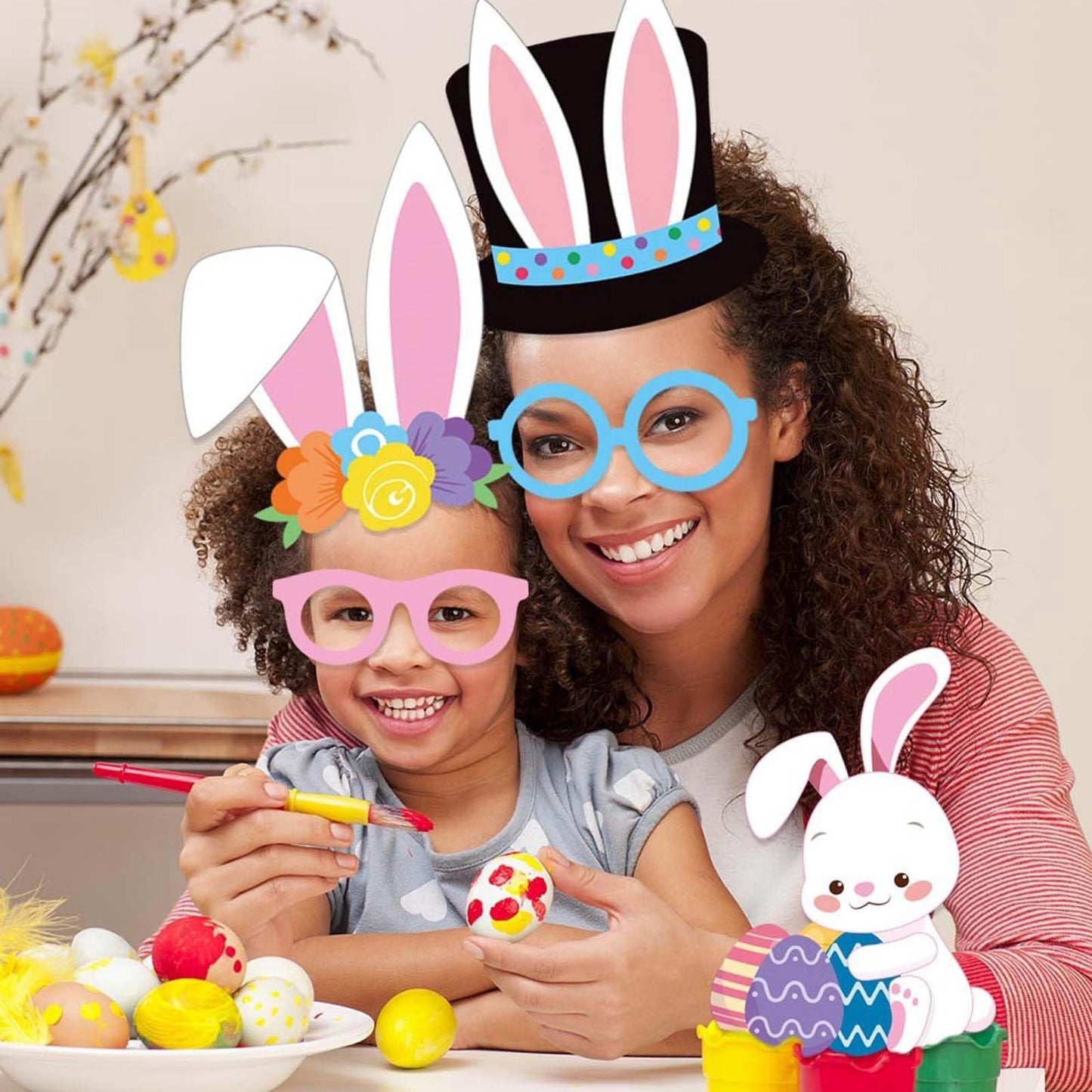 WEIKA Easter Photo Booth Props Kit - 25 Pcs Happy Easter Signs and Themed Party Props for Adult Gatherings, Spring Celebrations, Social Media Content, and Holiday Photography