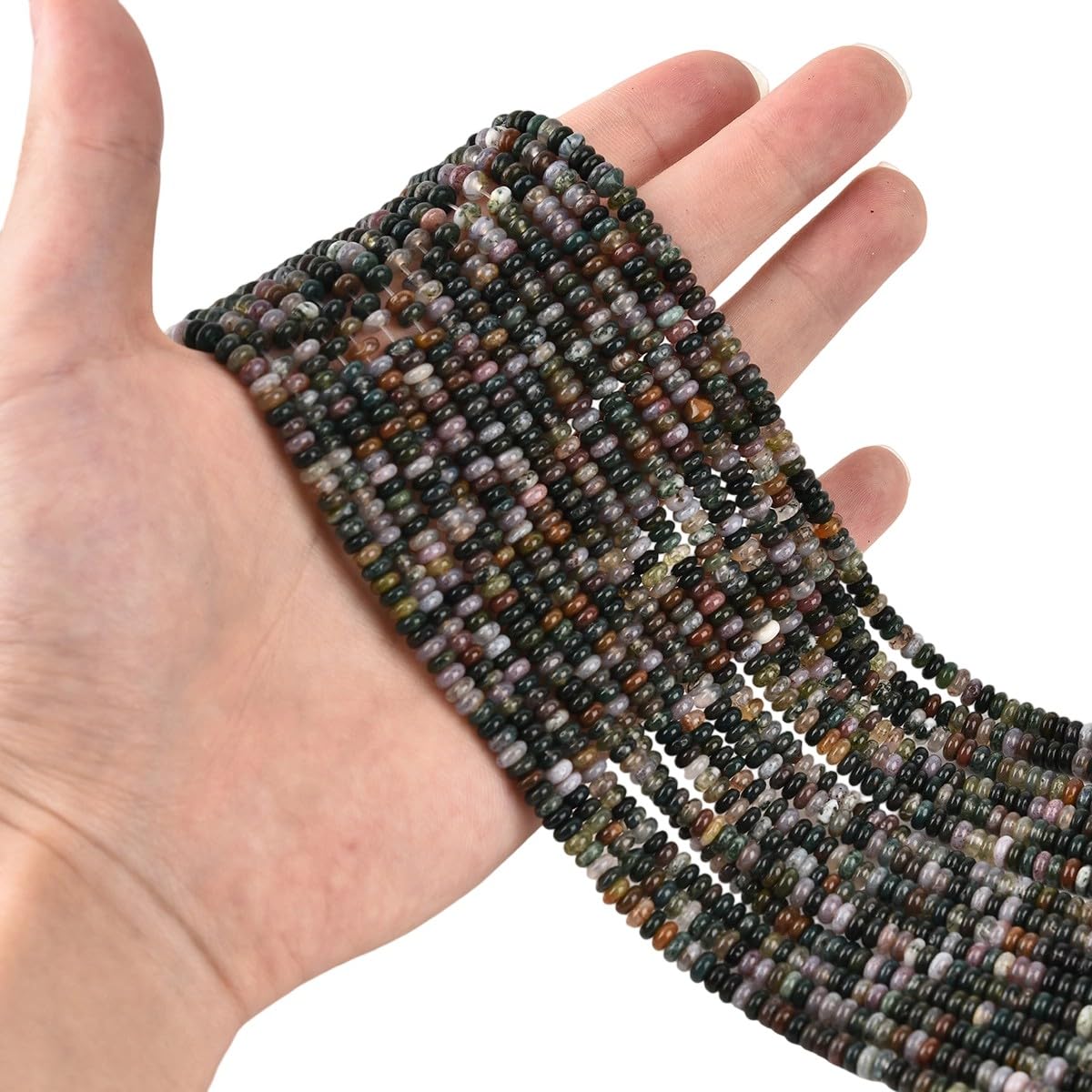170pcs 4x2mm Natural Indian Agate Disk Rondelle Spacer Semi Precious Gemstone Loose Stone Beads for Jewelry Making 15 Inch