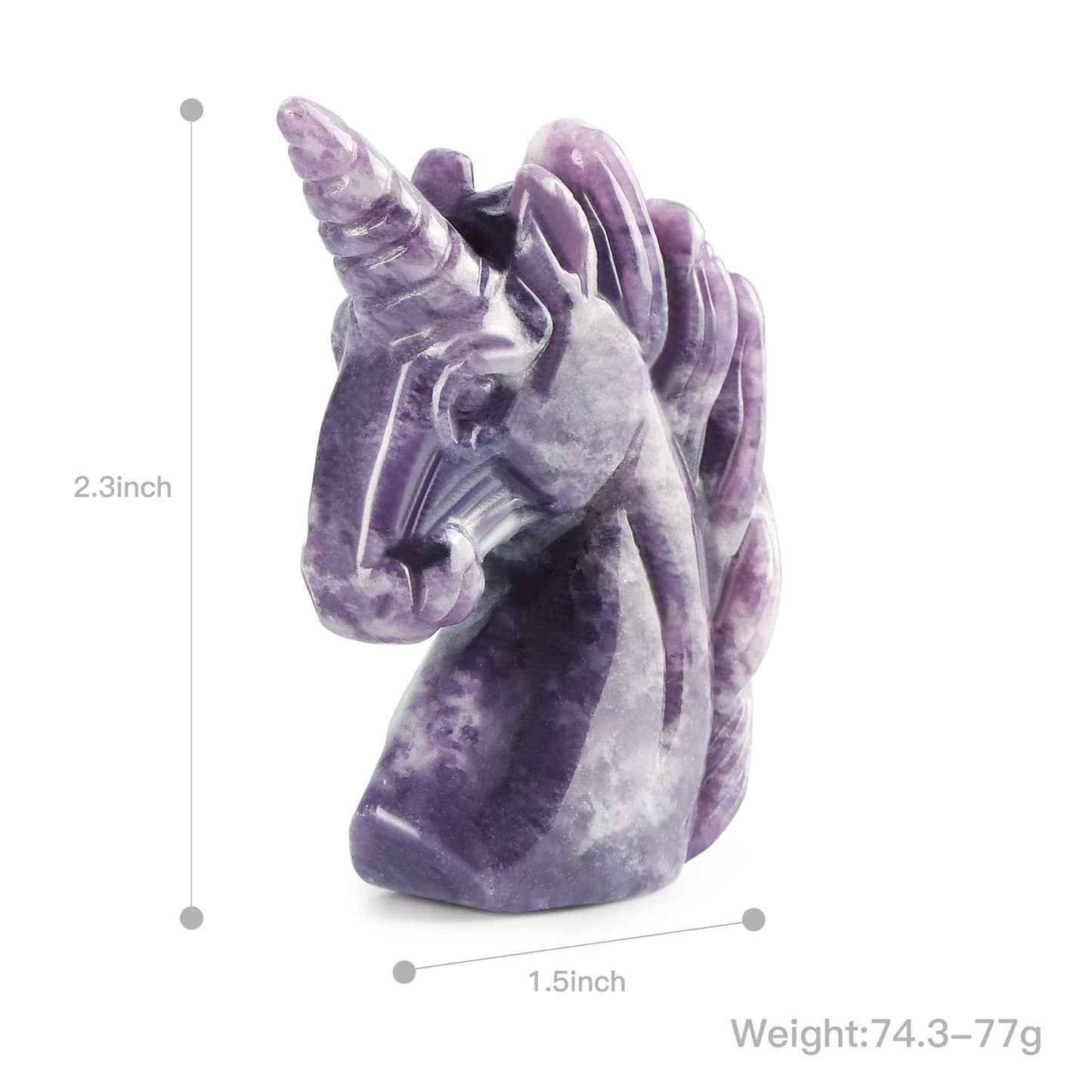 Artistone 3" Purple Lepidolite Crystal Unicorn Figurines Hand Carved Healing Fancy Gem Unicorn Carving Stone Statue Animal Collectibles Paperweight for Home,Office Decor
