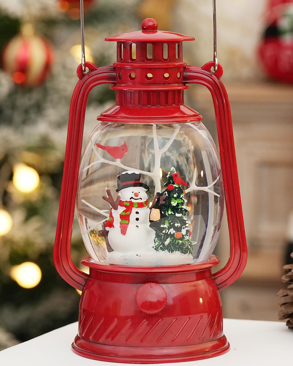 Christmas Decor Christmas Snow Globe Lantern,Snowman Lighted Snow Globes Musical with Swirling Glitter, Battery Powered Christmas Decorations Indoor for Home
