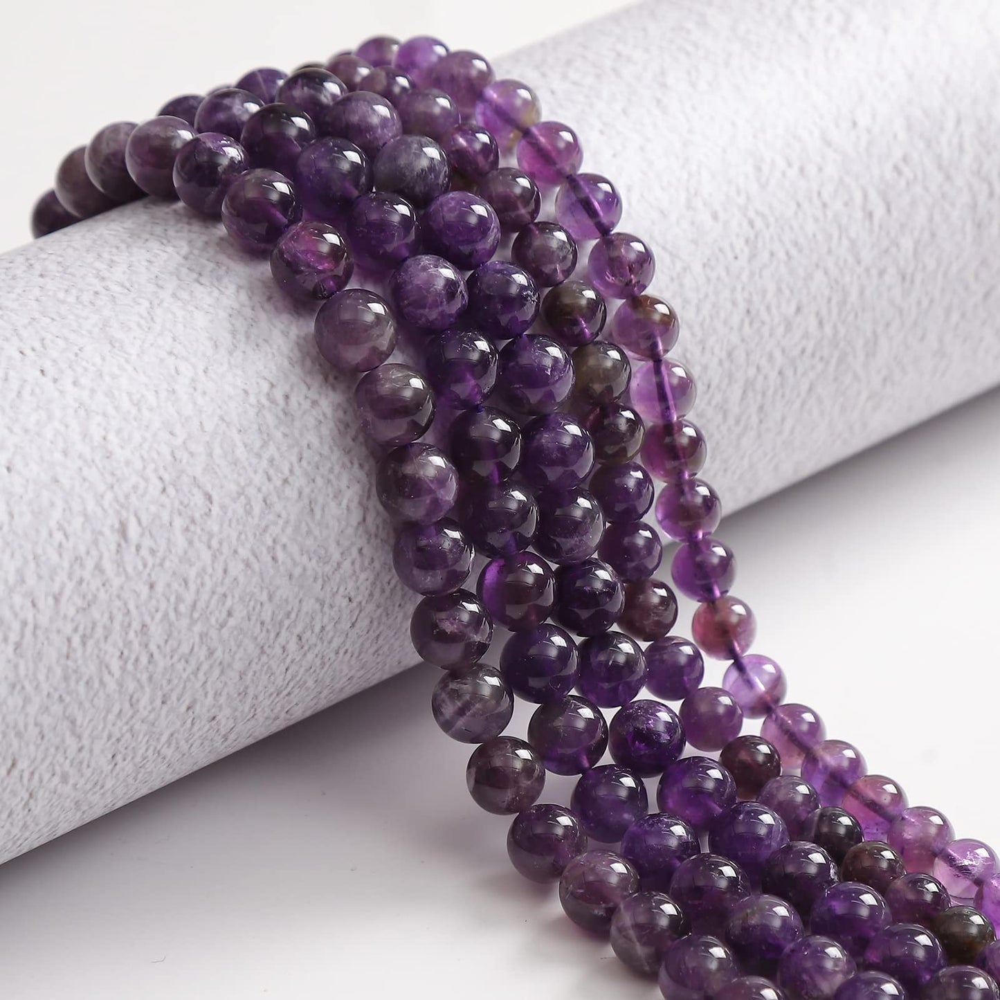 45pcs 8mm Natural Stone Beads Amethyst Beads Energy Crystal Healing Power Gemstone for Jewelry Making, DIY Bracelet Necklace