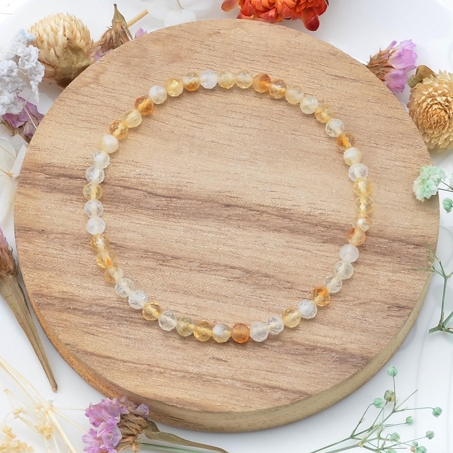 MASSIVE BEADS Natural Genuine Gemstone Beads Healing Crystal Chakra Reiki Jewelry Faceted Round Beads Bracelets (Citrine, 3mm)