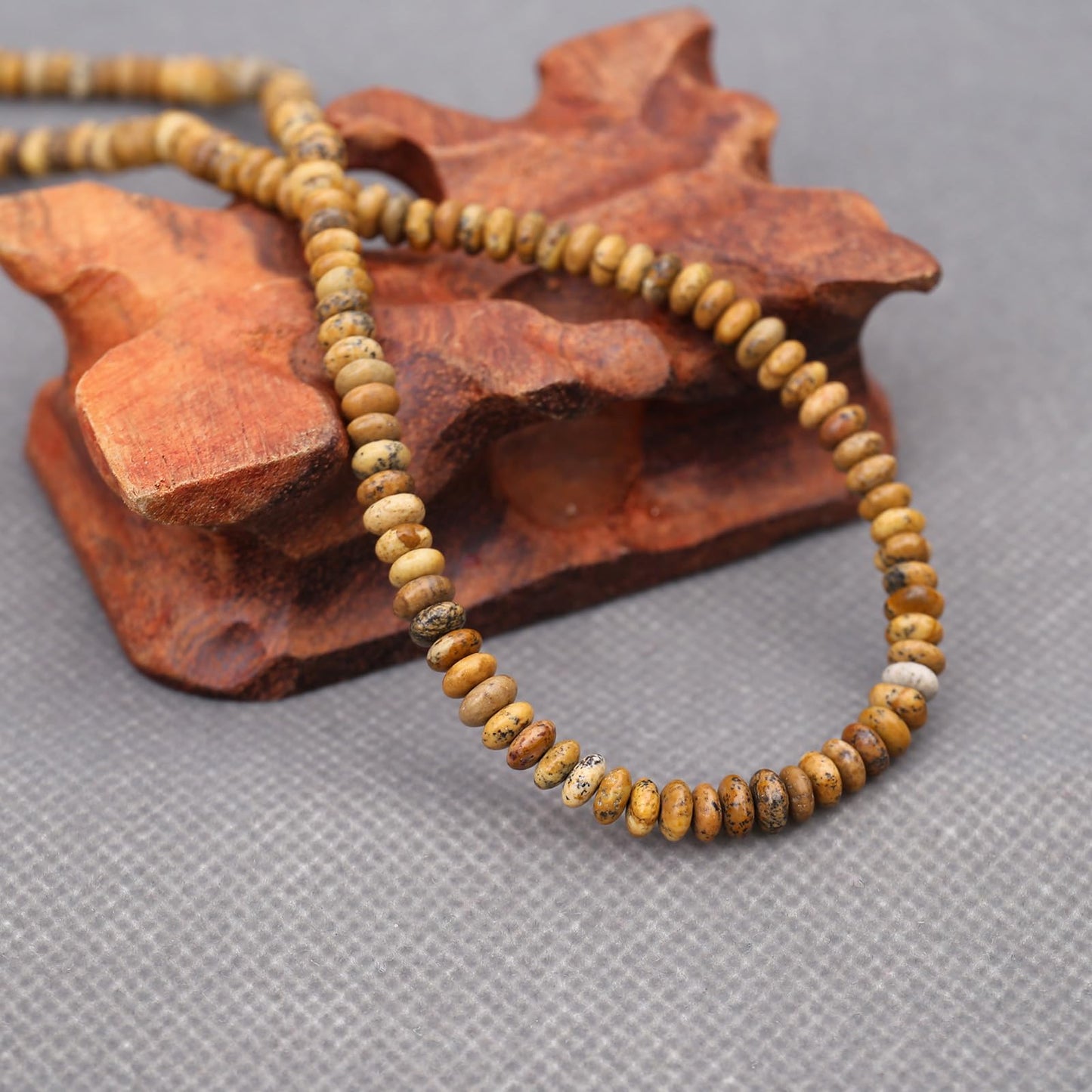 BONNY BOXX 1 Strand (150PCs) Natural 2 * 4mm Picture Jasper Rondelle Beads, Natural Abacus Disk Stone Beads Loose Spacer Gemstone for DIY Bracelet Necklace Jewelry Making