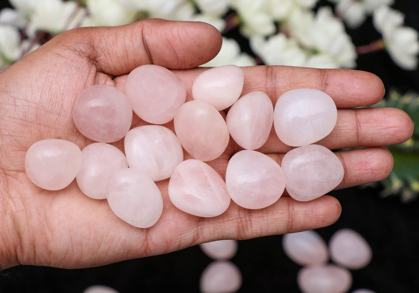 Crocon 1LB Rose Quartz Tumbled Stones and Crystals Bulk 2000+ Carats Natural Crystal Kit for Reiki Healing Polished, Mothers Day, Tumble Stones, Chakra Balancing, Gift, Home Decor Size : 20mm