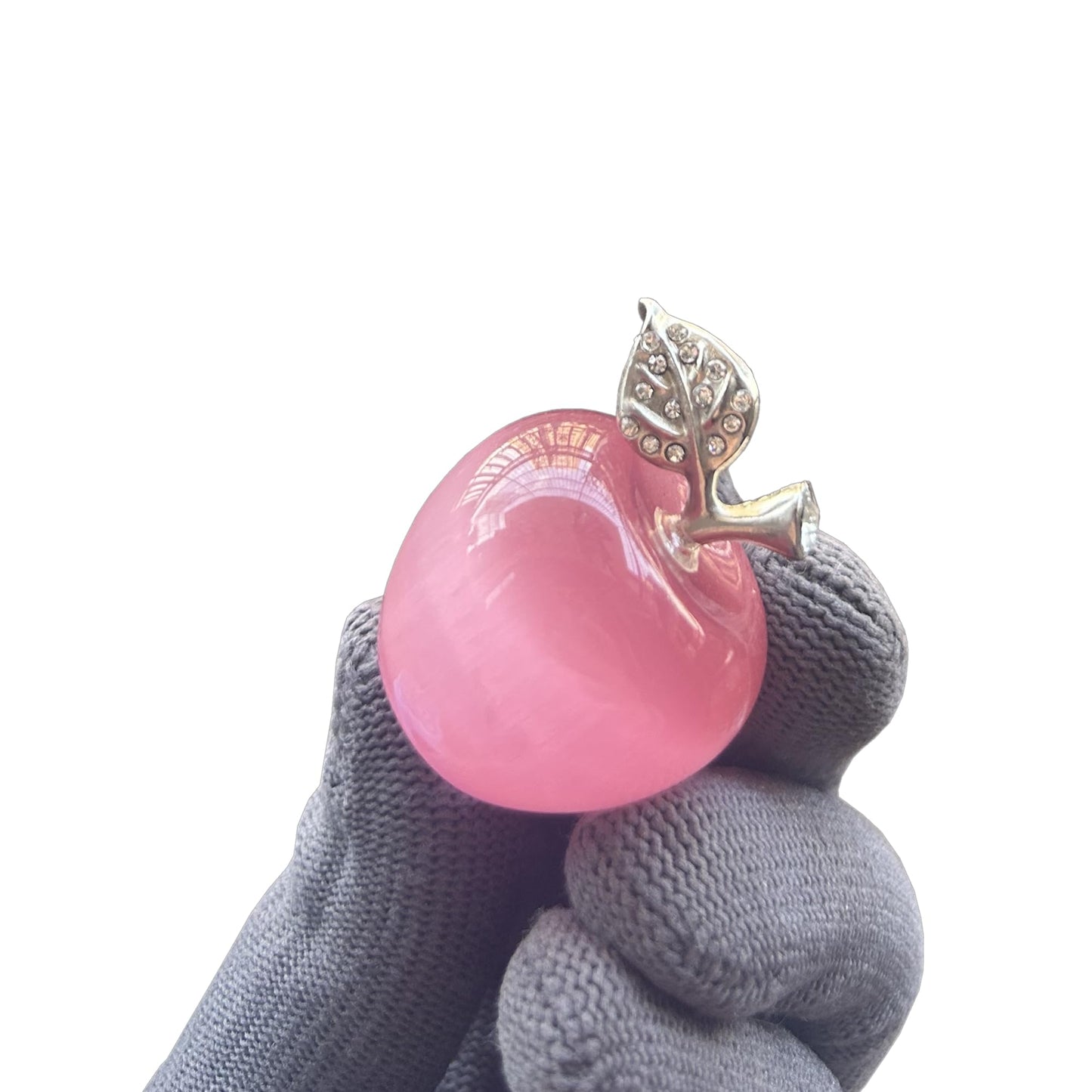 Sunshcat Pink Cat's Eye Stone 1.18 Inchs Apple Crystal and Healing Stone Statues,Room Decoration Christmas Decorations Thanksgiving Gifts Office Gifts Collectibles