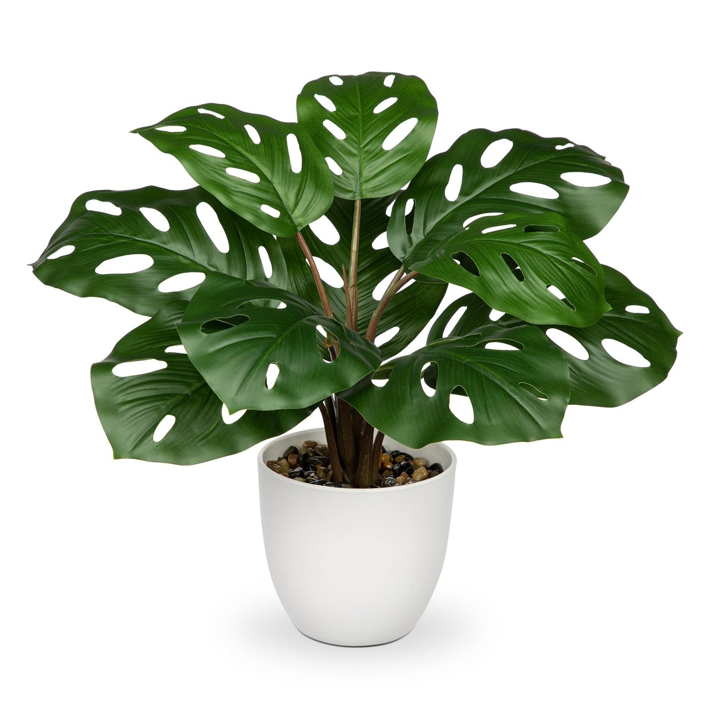 Hollyone Artificial Monstera Plant Faux Monstera Plant Potted Fake Tropical Plants Potted for Indoor Outdoor Home Desk Office Garden Farmhouse Decoration
