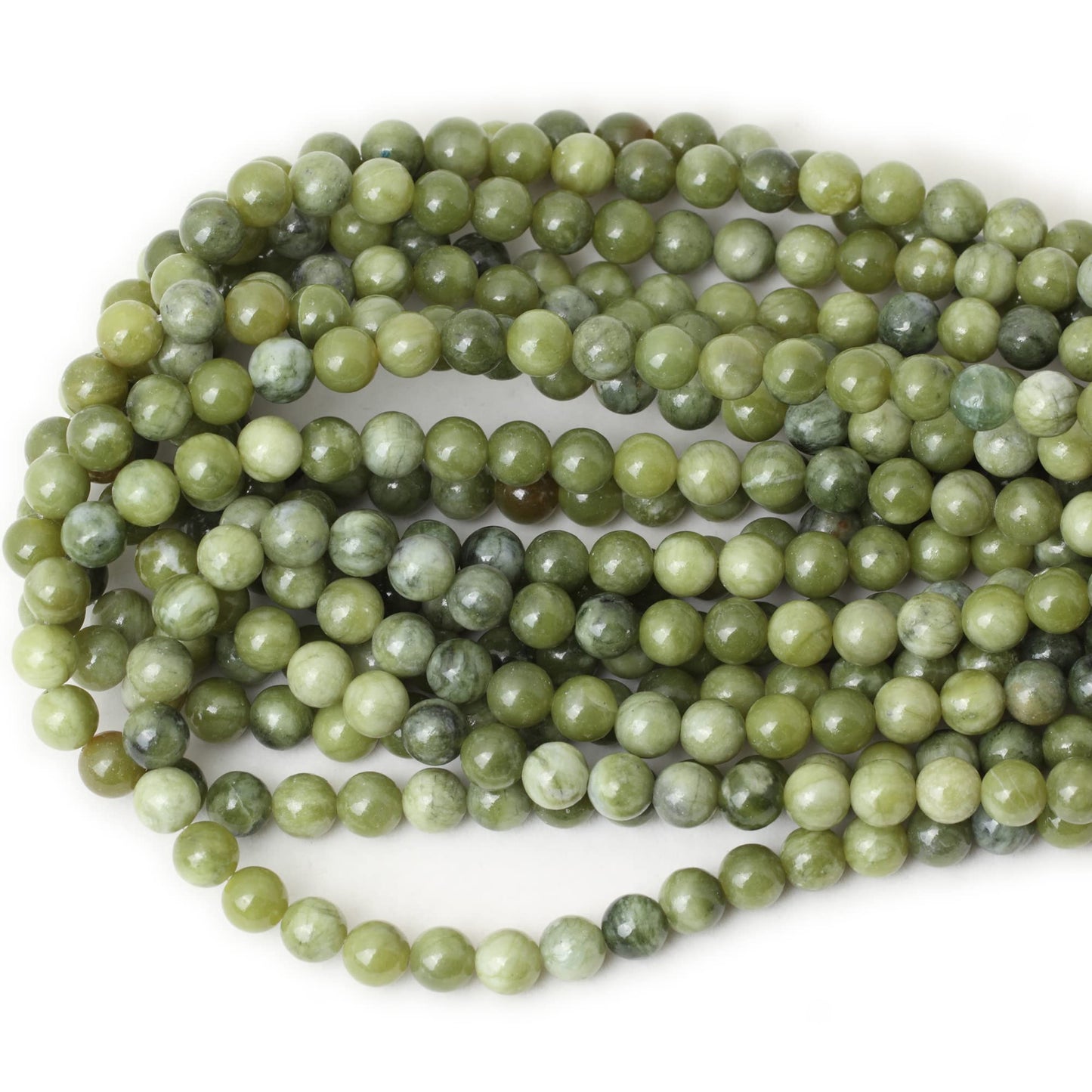 CHEAVIAN 45PCS 8mm Natural Taiwan Green Jade Round Loose Beads for Jewelry Making DIY Bracelet Necklace Materials 1 Strand 15"