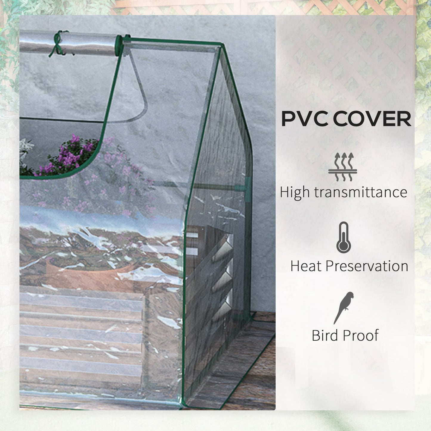 Outsunny 6 x 3 x 1ft Metal Planter Box with Mini Greenhouse, Galvanized Raised Garden Bed with Cover for Herbs and Vegetables, Small Greenhouse for Patio Garden Balcony, Clear and Silver