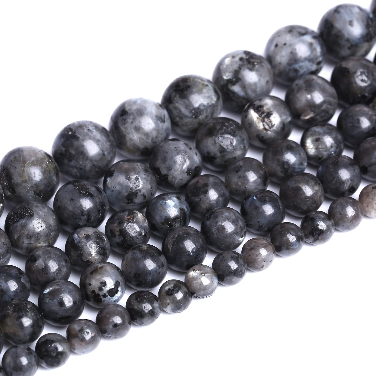 Natural Black Labradorite Stone Beads Round Larvikite Beads for Jewelry Making DIY Bracelet 8mm 45pcs 15" Strand Wholesale (Black Larvikite Labradorite Beads, 8mm)