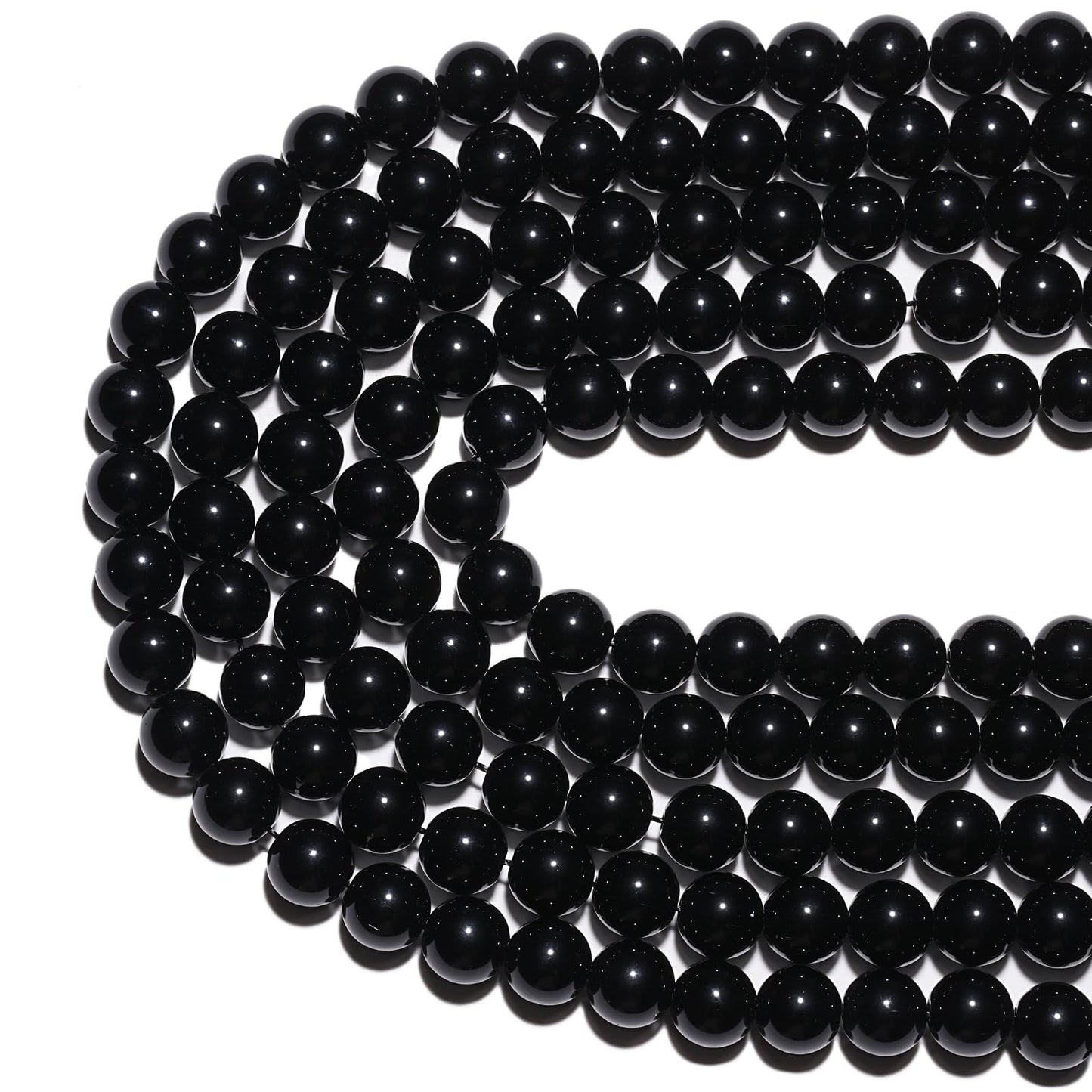 8mm Natural Black Onyx Agate Gemstone Beads Polished Round Smooth Stone Beads for Bracelets Jewelry Making 15inch Loose Beads