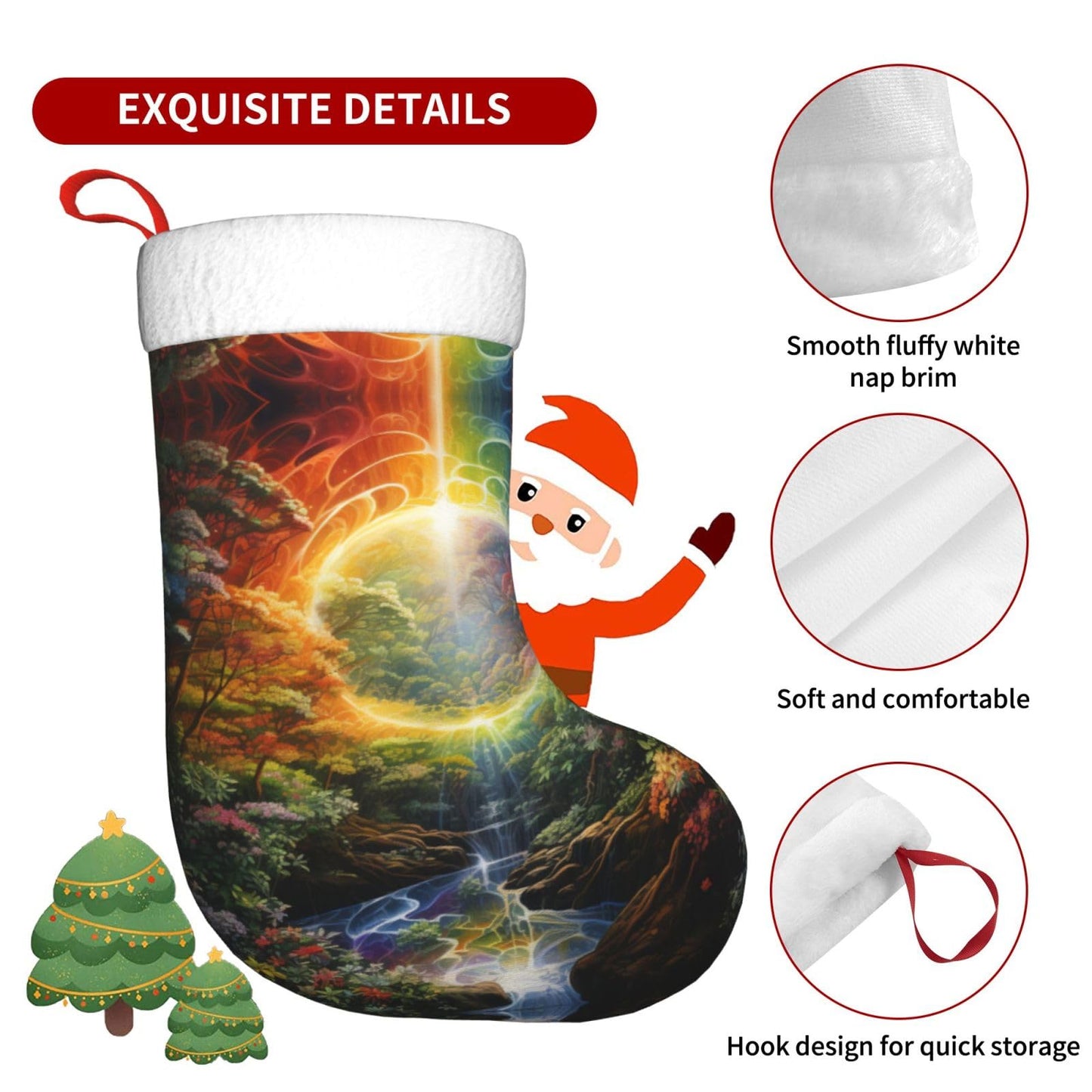 MYHSZTAH Four Season Tree of Life Print Novelty Joyful Season Decorative Socks,Festive Ornament,Traditional Christmas Socks