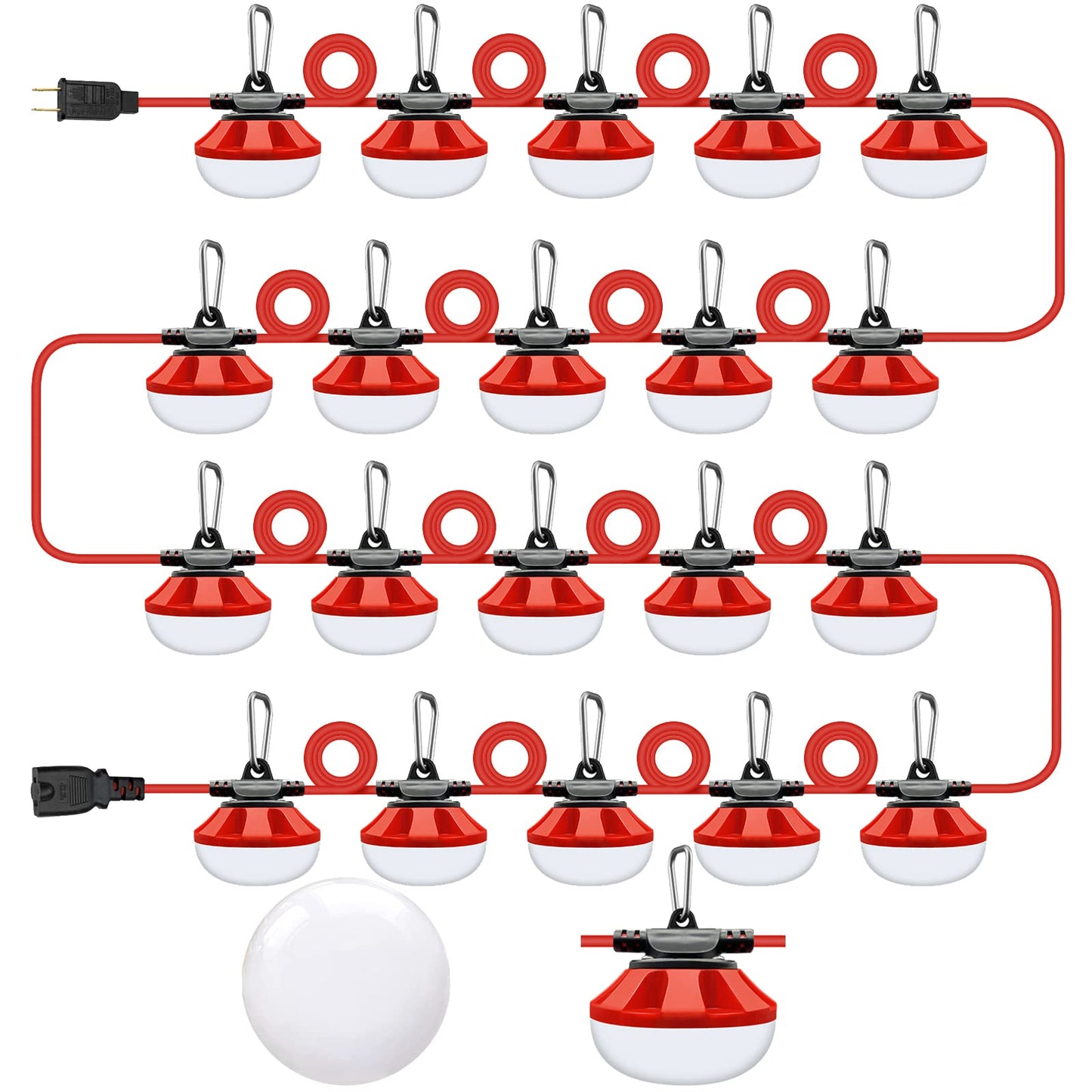 Muasdae 200FT LED Construction String Lights Temporary Lighting 20000LM Outdoor Construction Temporary Work Lights Super Bright,20 Medium Base Sockets Linkable Job Site Lighting Led Work Lights