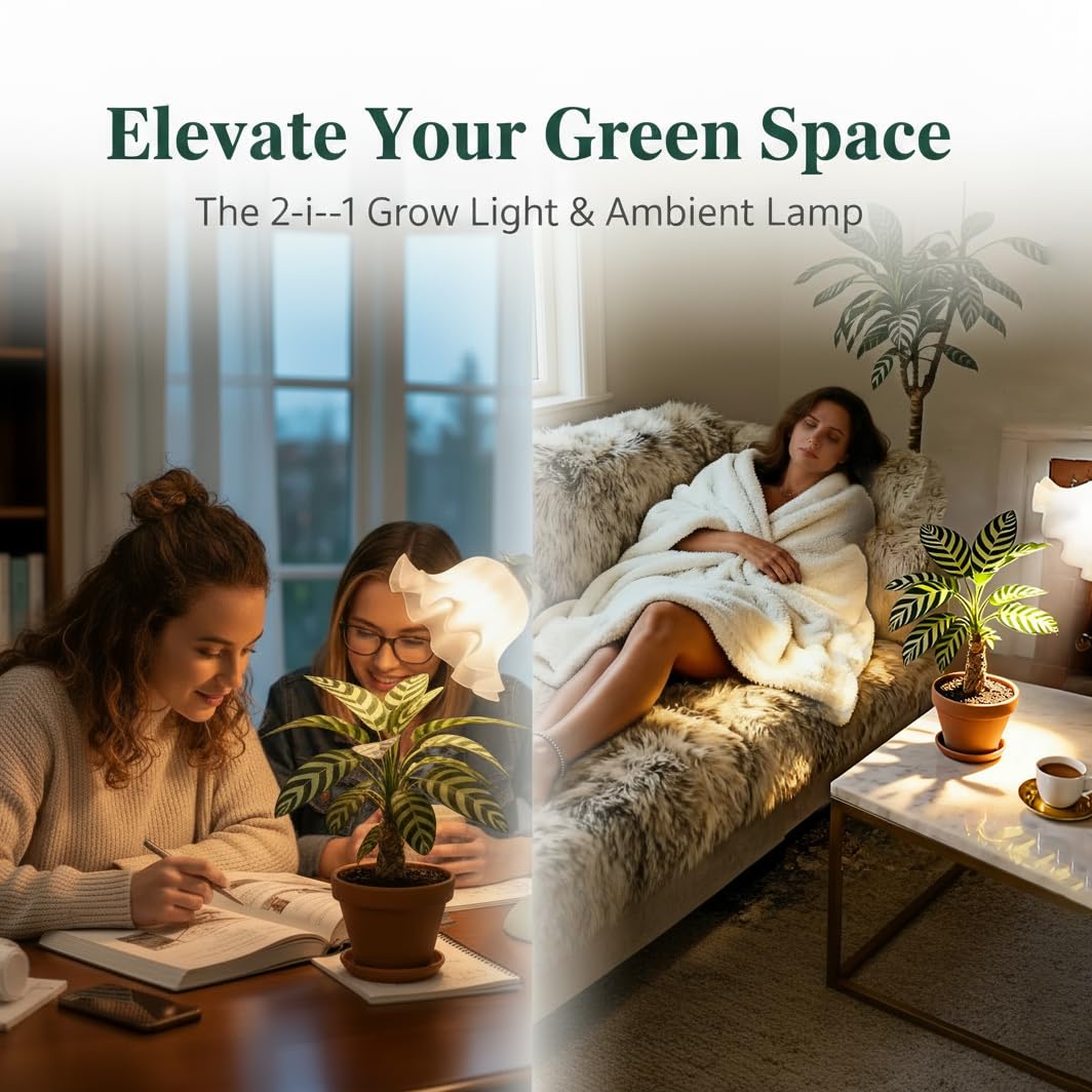 Table Top Grow Light for Indoor Plants – Decorative Desk Plant Light for Succulents Bonsai Cactus, Adjustable Desktop Grow Lights with Base, Cute Office Mini Grow Lamp