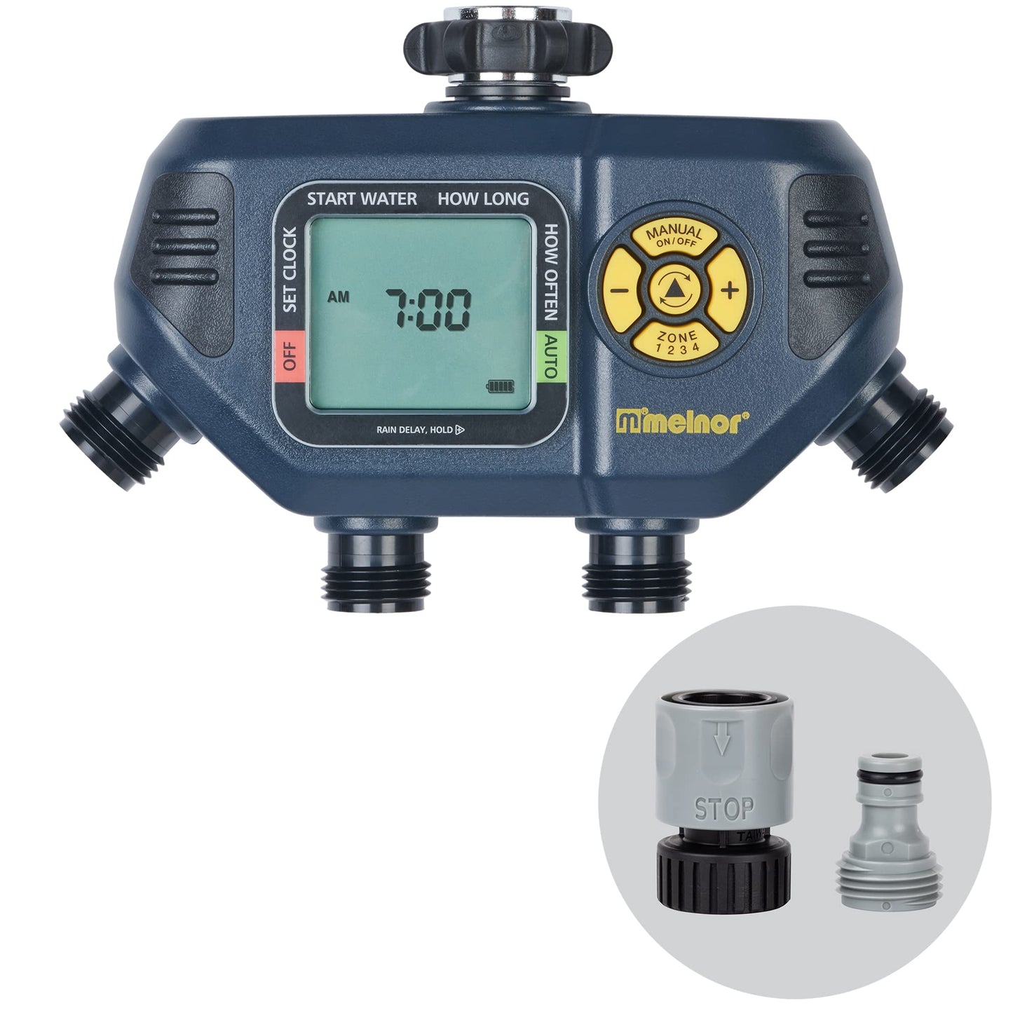 Melnor 65140AMZ 4 Zone Digital Timer, Black, Yellow