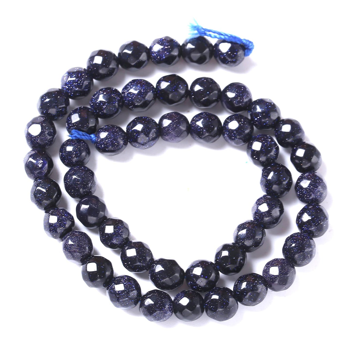 8mm 45pcs Natural Blue Sandstone Faceted Stone Beads for Jewelry Making DIY Bracelet Necklace Accessories 15" Energy Healing Power Stone Beads (Faceted Blue Sandstone, 8mm)