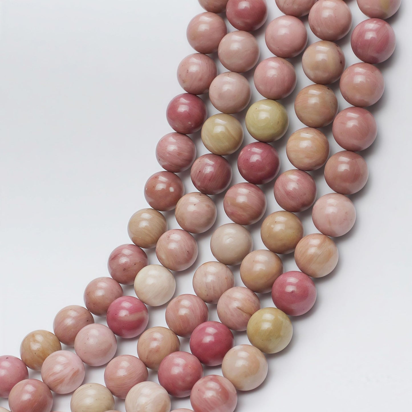 MJDCB Natural Red Stripes Rhodonite Round Stone Beads for Jewelry Making DIY Bracelet Necklace (8mm)