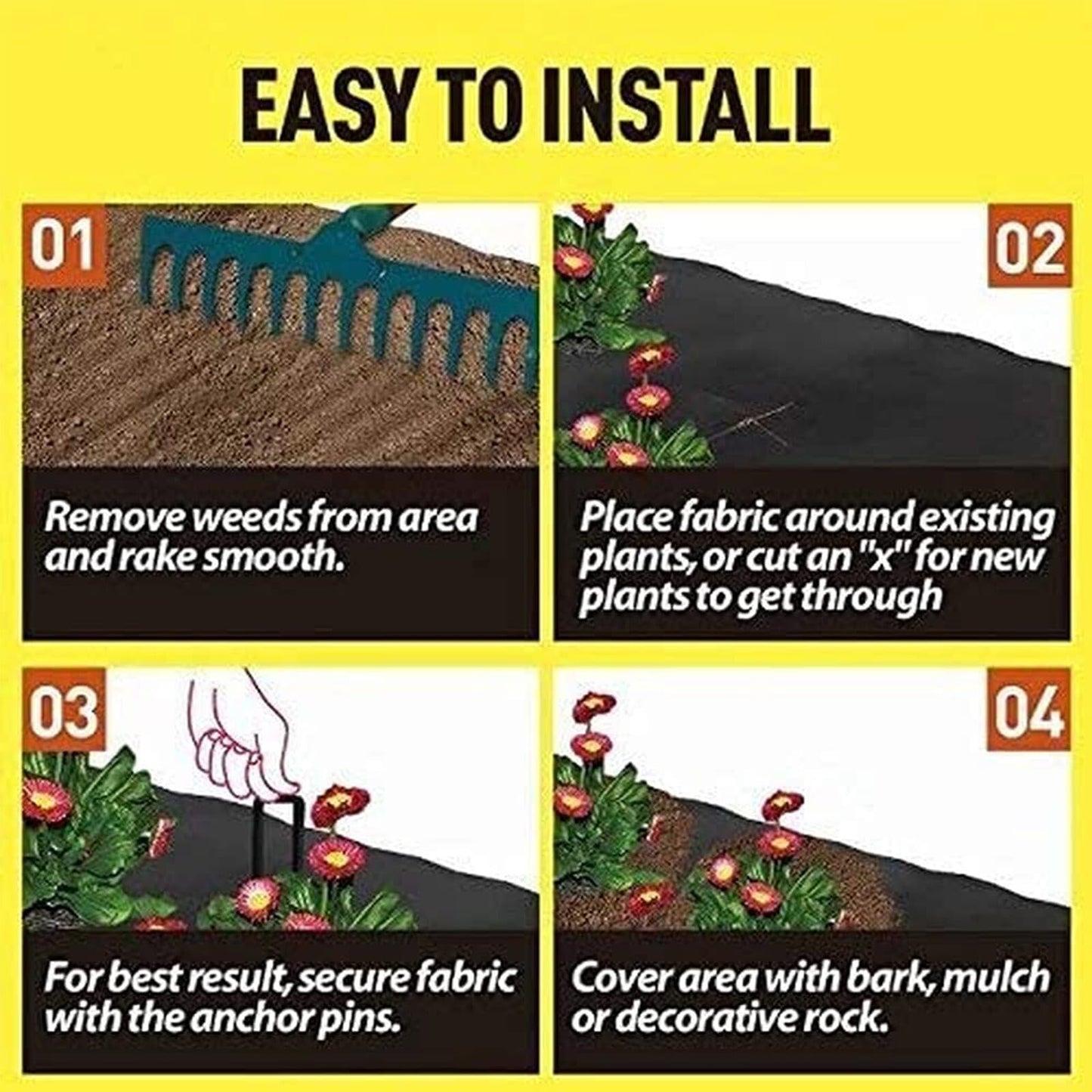 NINXANG Weed Barrier Landscape Fabric Durable Weed Block Gardening Mat Non Woven Weed Block Fabric Garden Landscaping Fabric Roll Weed Control Fabric in Rolls (4FTx100FT)