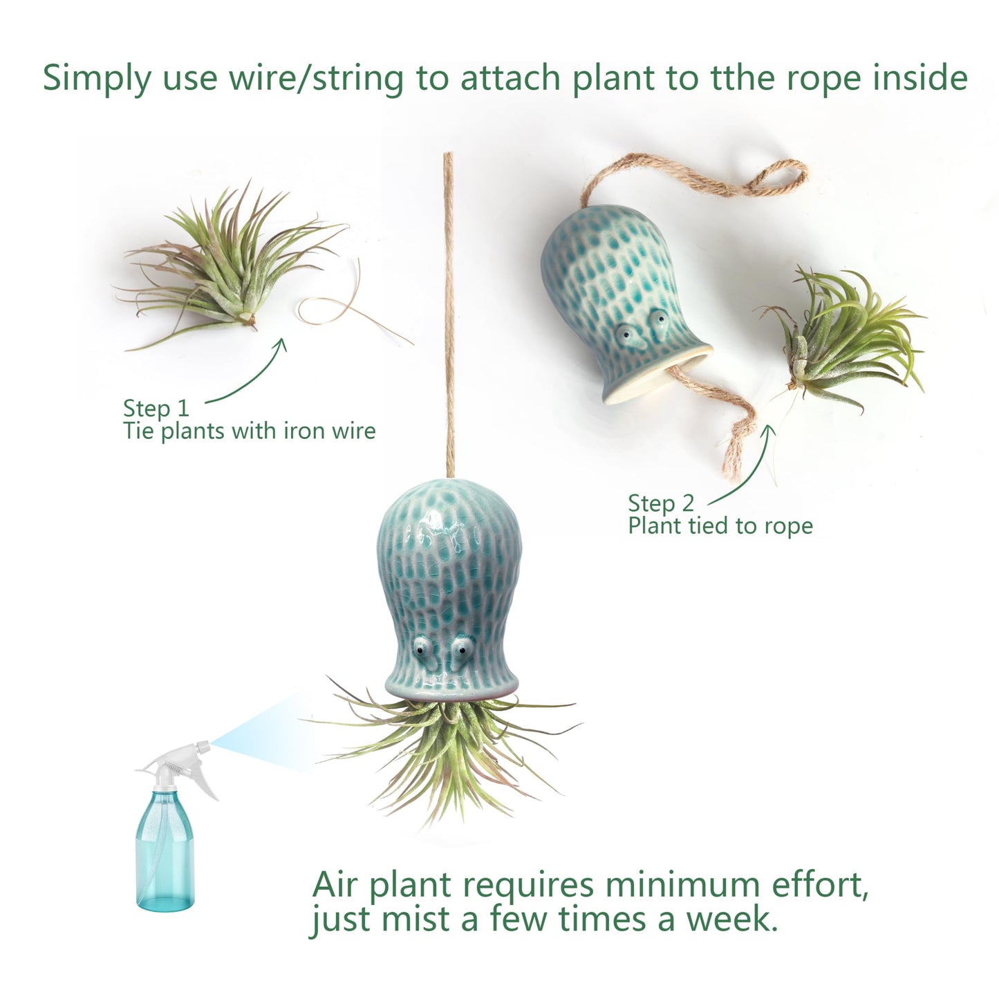 GNILINY Octopus Air Plant Holder - 5 Pack Resin Hanging Stand for Home Decor, Cute Hanger for Air Plants/Succulent, Octopus Decor for Living Room/Office