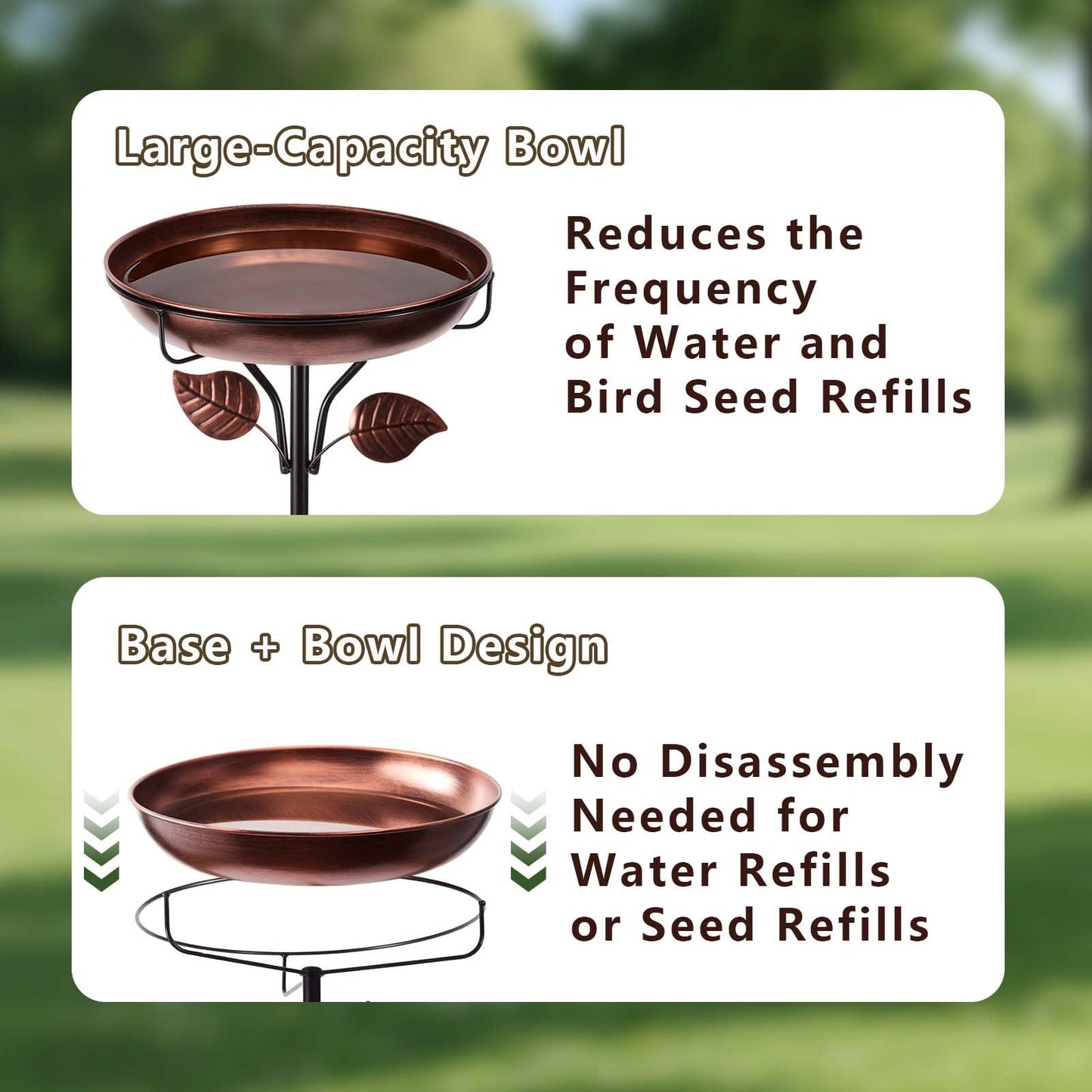 WITELIDA Metal Bird Bath for Outdoors, Weatherproof Detachable Bird Bath, Retro Bronze Garden Decor, 40 Inches Tall,Reinforced Bracket，Suitable for Gardens, Backyards, Patios, and Flower Beds