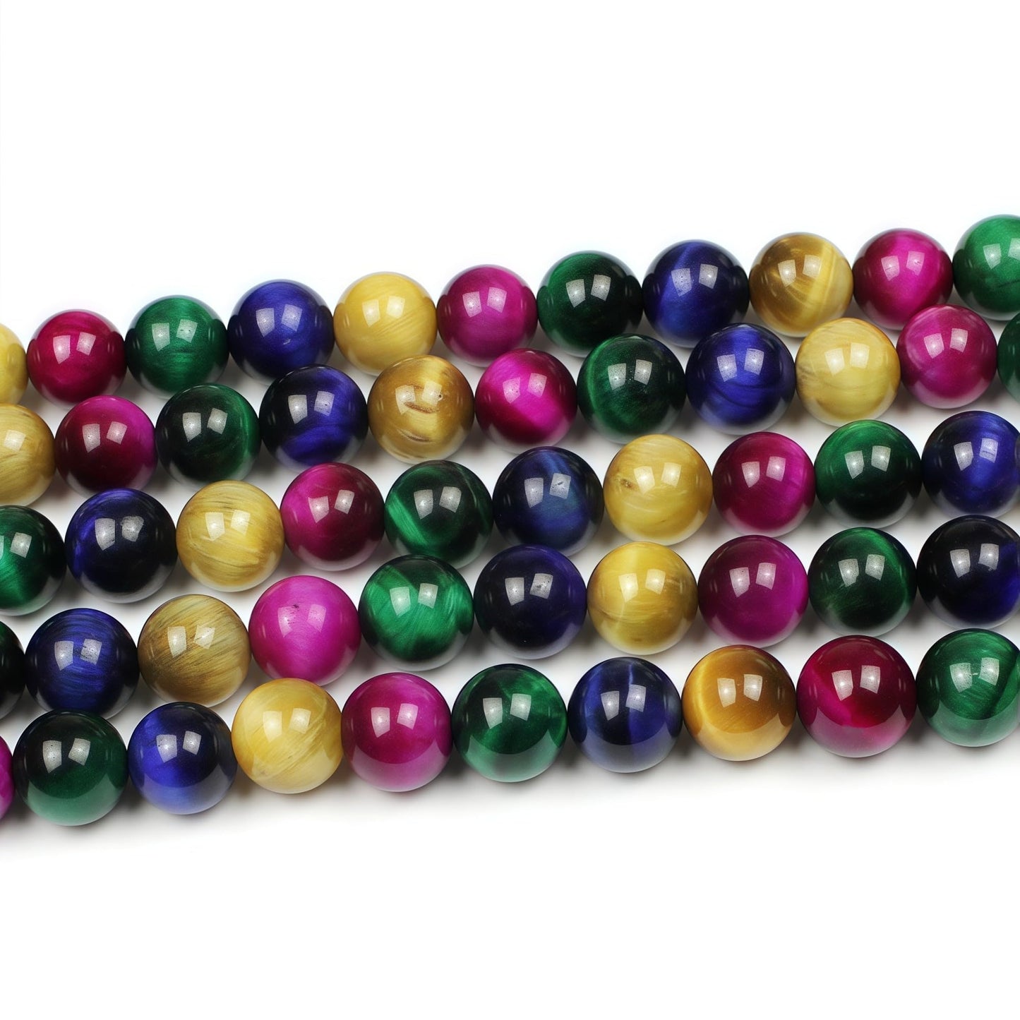 MJDCB Stone Beads 8mm 43pcs Round Mixed Color Tiger's Eye Loose Gemstone Bead Charms for Jewelry Making Bracelet Necklace Earring Pendant