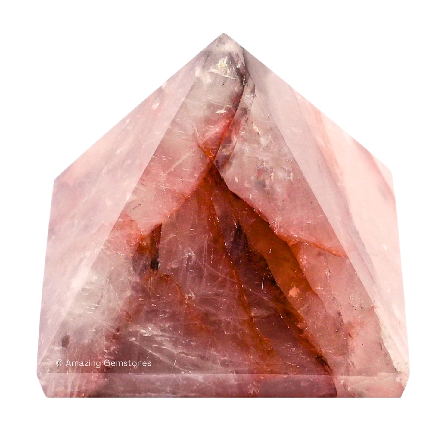 Amazing Gemstone Red Hematoid Quartz Pyramid Crystal Healing Stones - 2" Great Pyramid Figurine of Natural Stone Pyramid for Meditation, Reiki, Chakra Balancing and Crystal Pyramids Grid