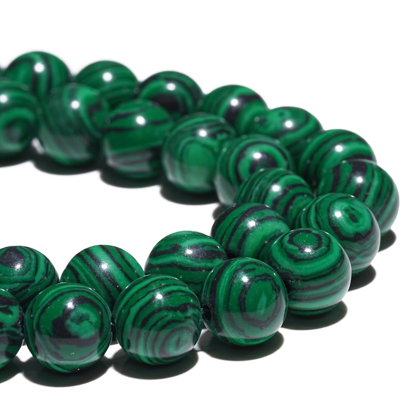 8mm Natural Green Malachite Gemstone Beads Polished Round Smooth Stone Beads for Bracelets Jewelry Making 15inch Loose Beads